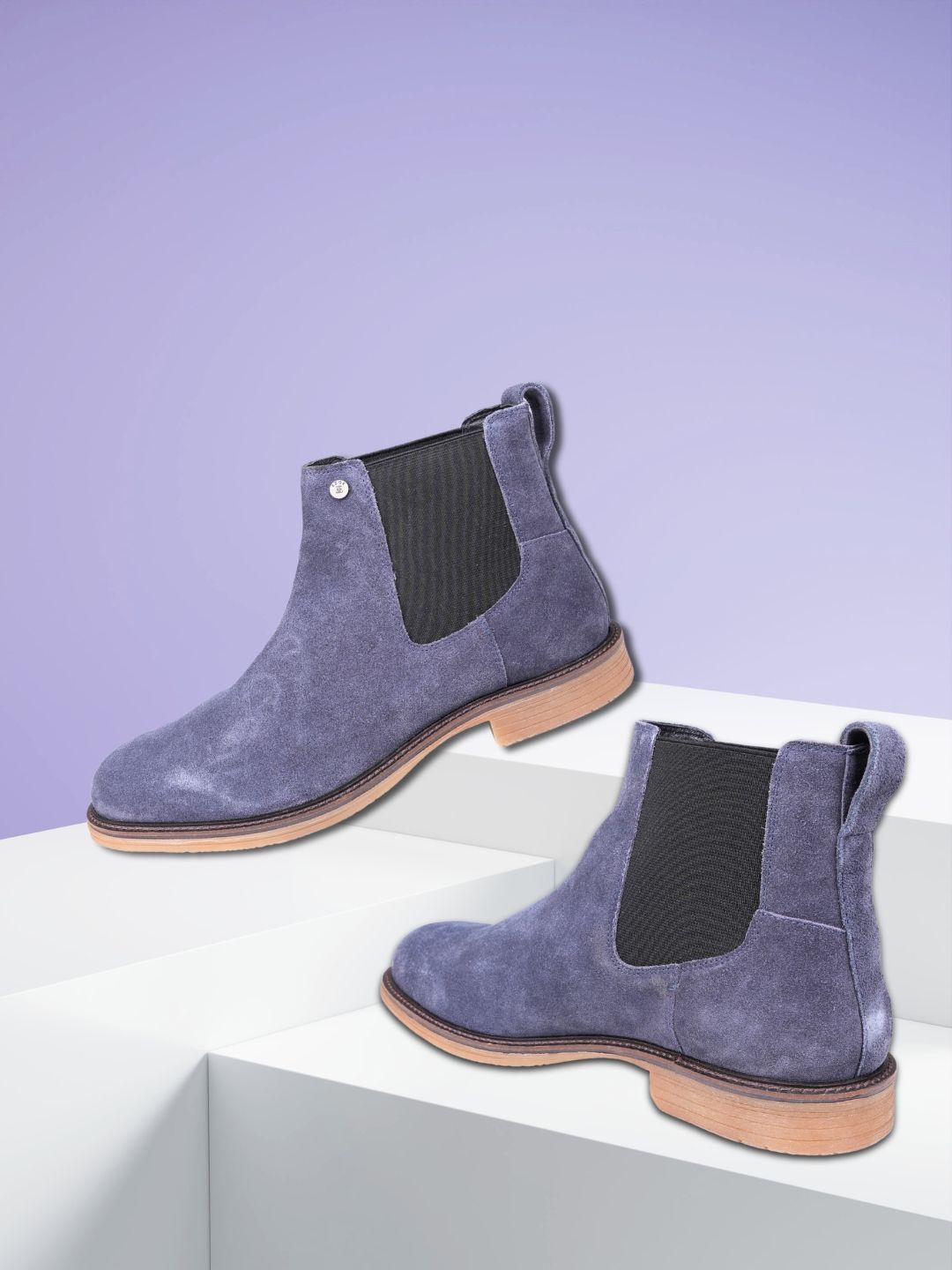 

EZOK Men Leather Slip On Boots, Blue