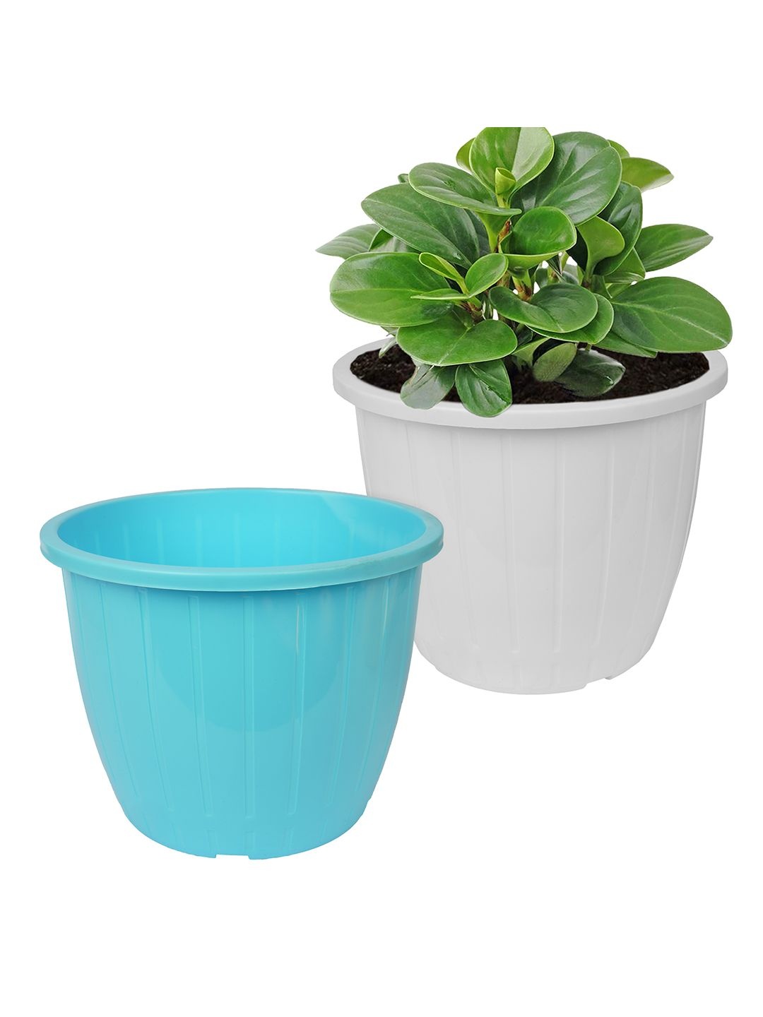

Kuber Industries Blue & White Pack of 2 Duro-Design Flower Planters