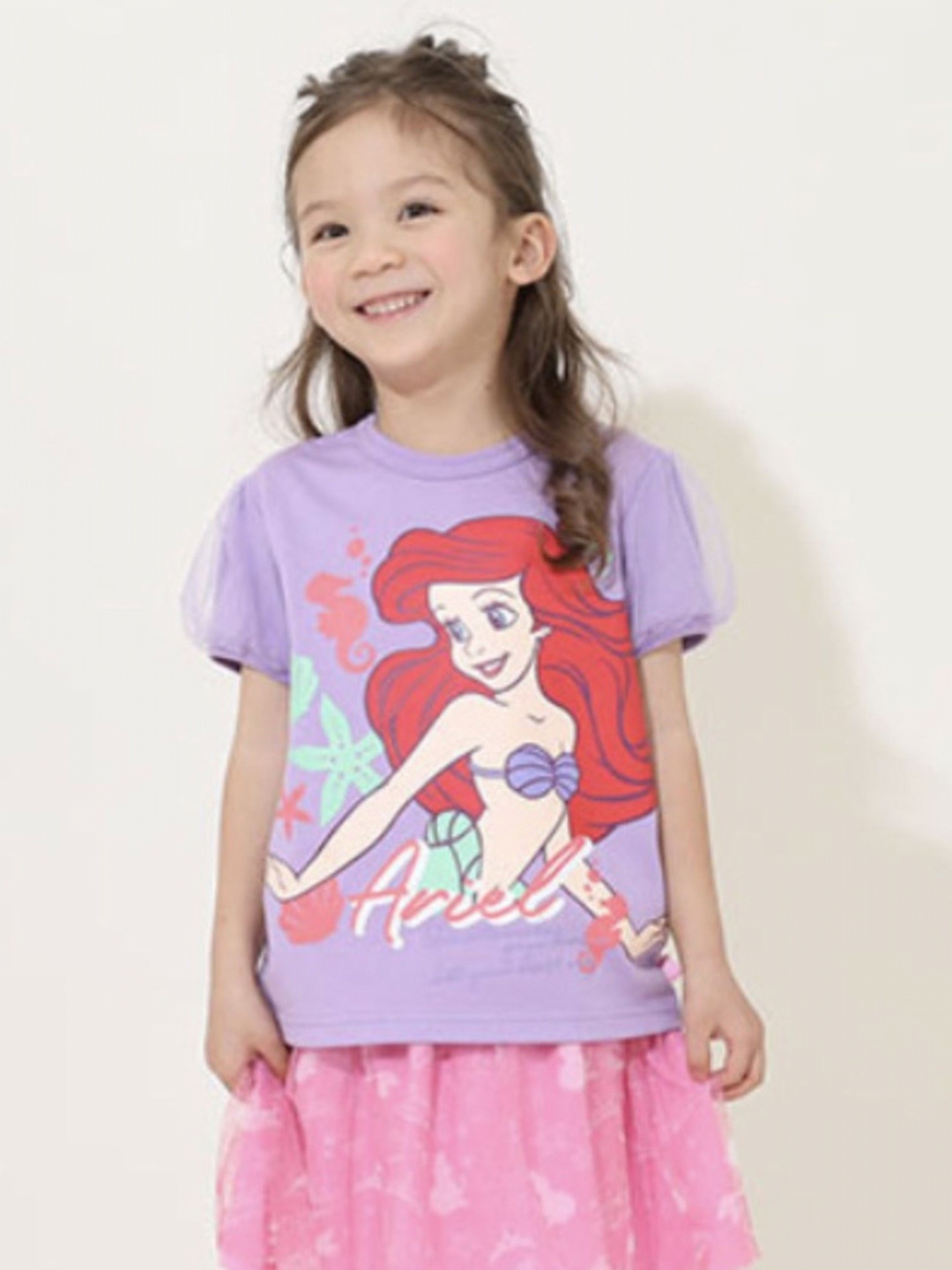

LULU & SKY Girls Graphic Printed Round Neck Cotton Relaxed Fit T-shirt, Purple