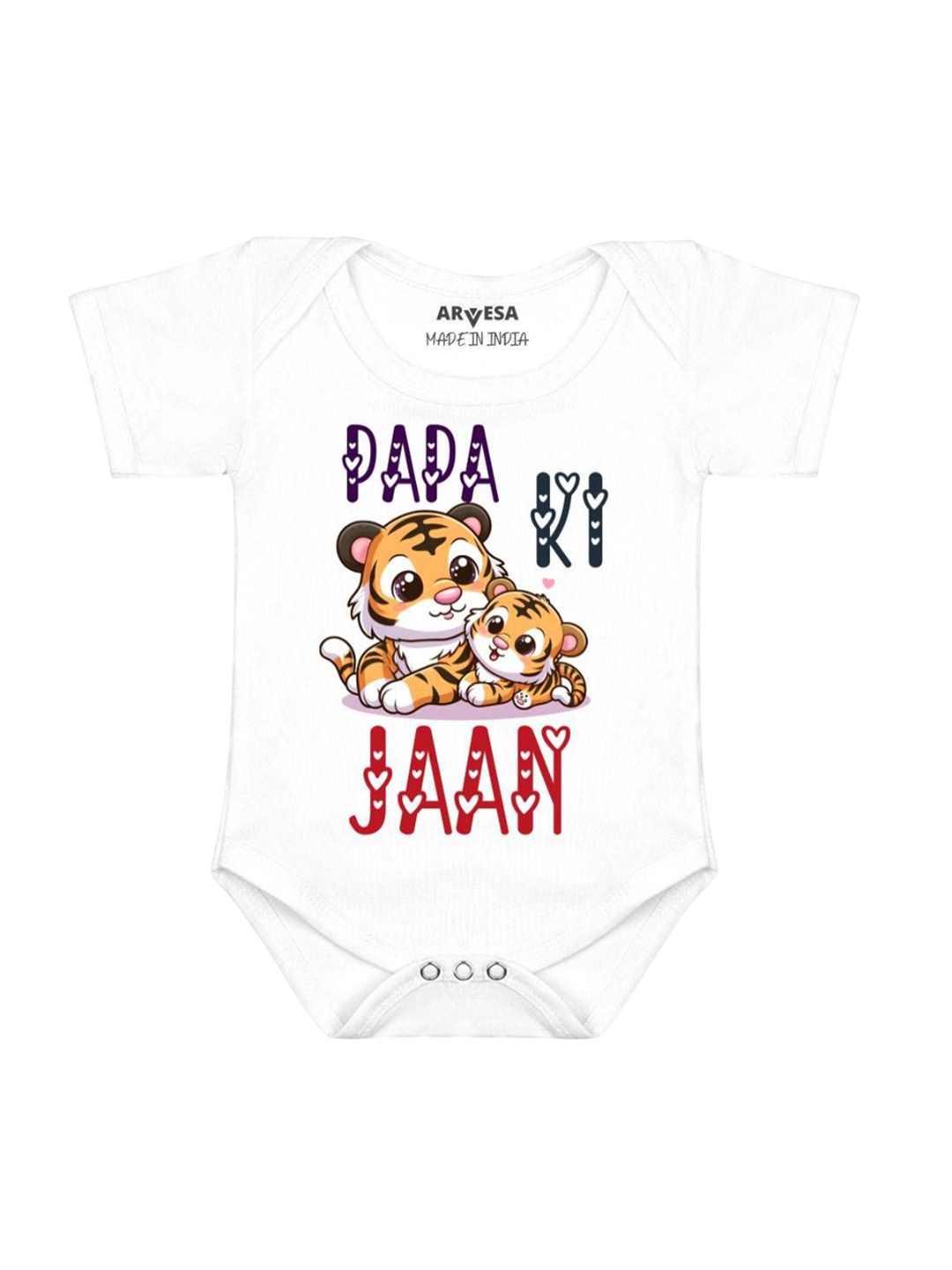

Arvesa Unisex Papa Ki Jaan Printed Romper, White