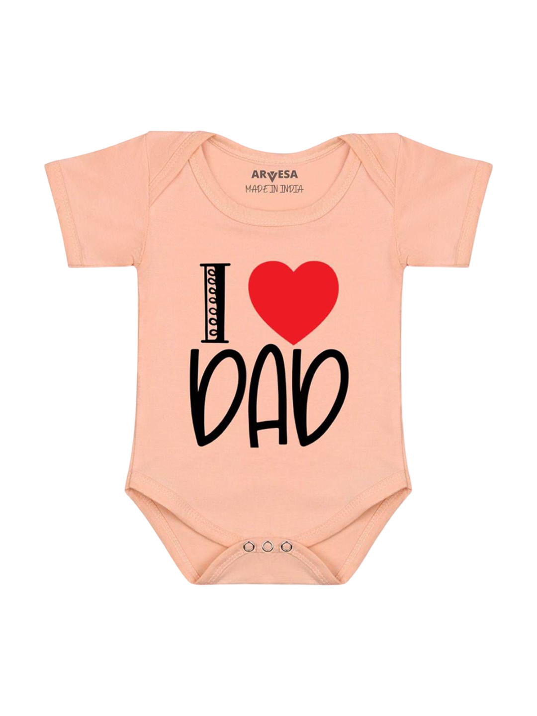 

Arvesa I Love Dad Printed Romper, Peach