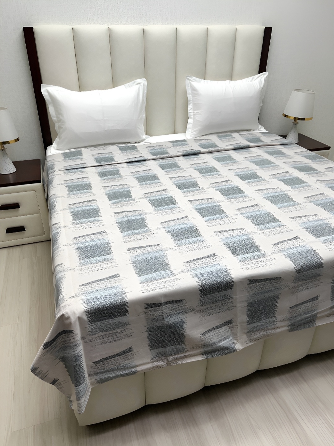 

Pure Decor Beige & Grey Printed Pure Cotton 260 TC King Size Duvet Cover