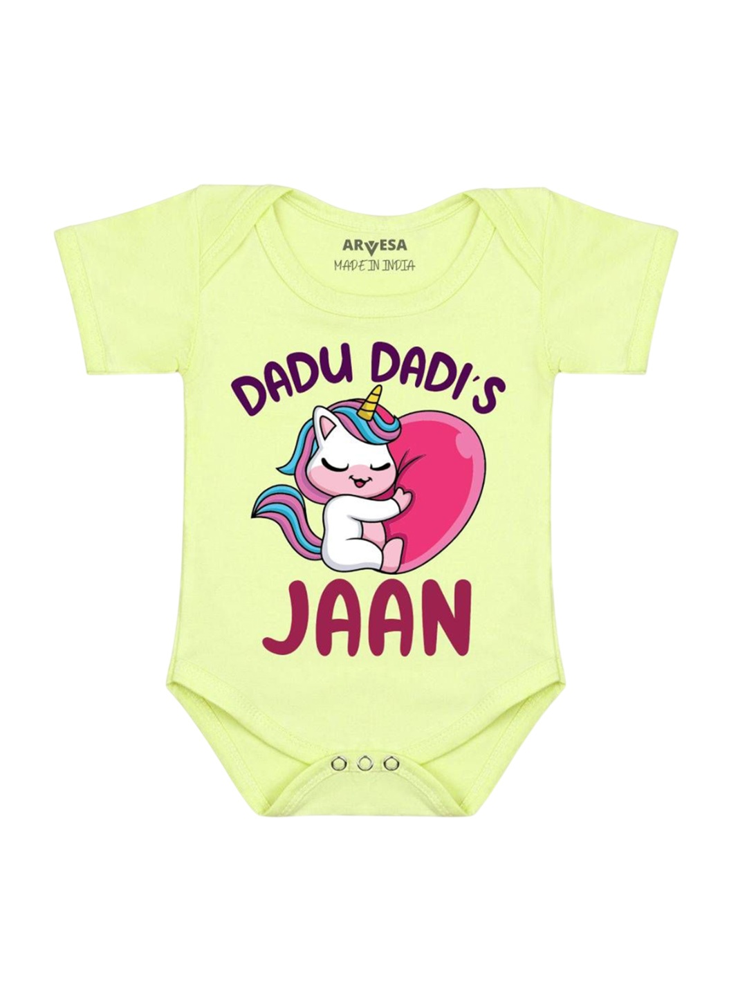 

Arvesa Kids Dada Dadi Jaan Printed Romper, Green