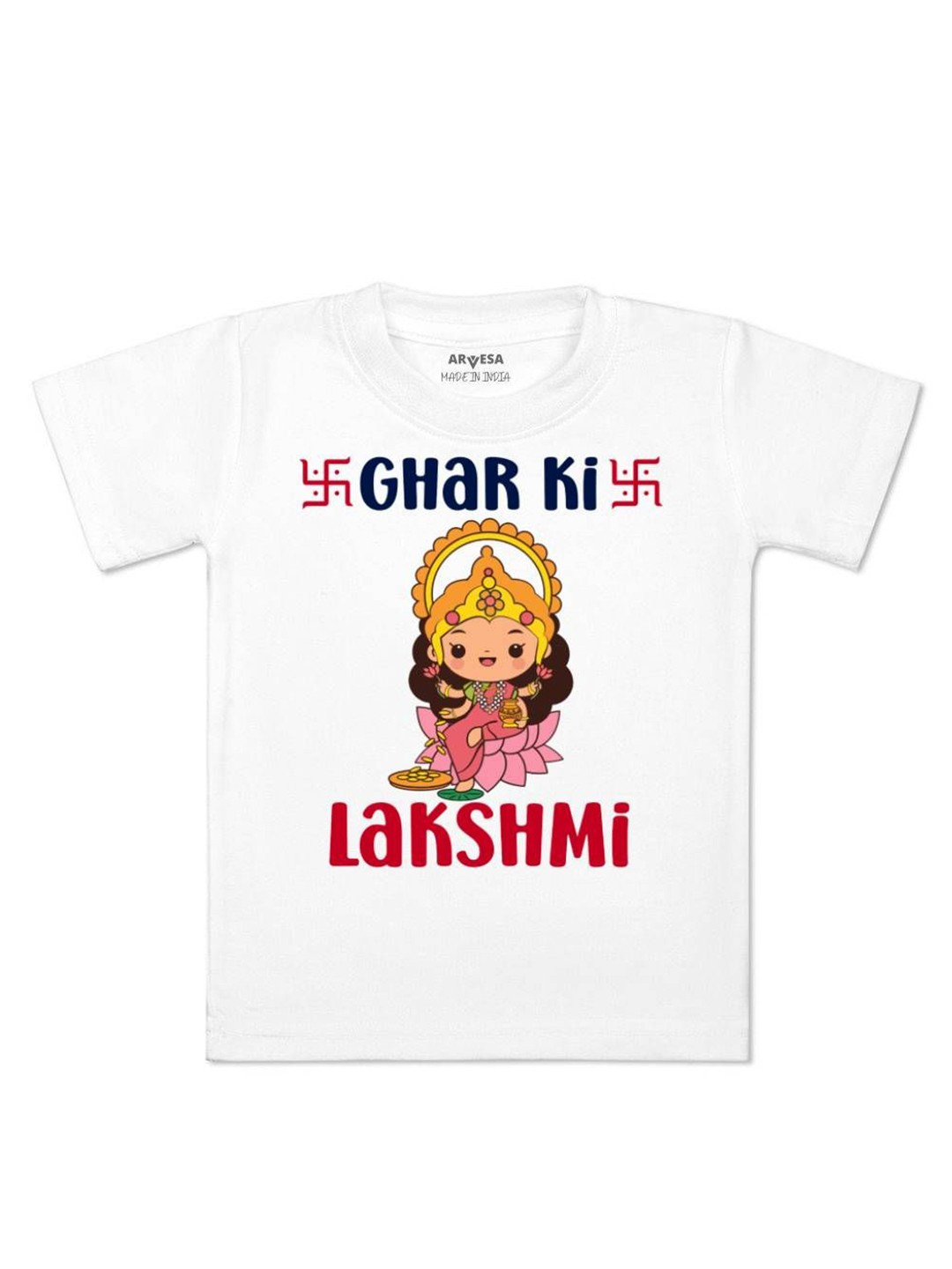 

Arvesa First Diwali Printed Kids Unisex T-shirt, White