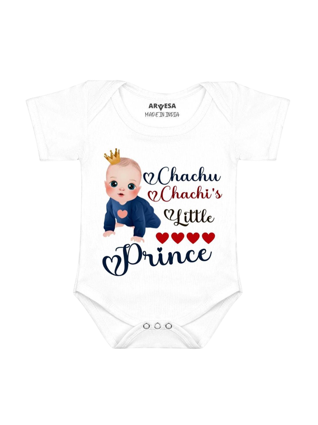 

Arvesa Chachu Chachi'S Little Prince Printed Romper, White