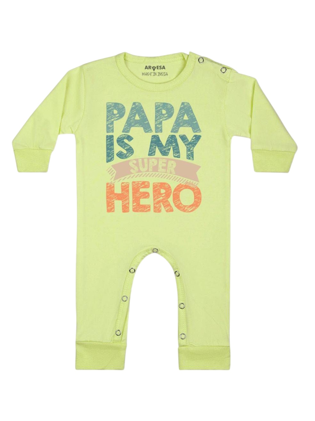 

Arvesa Kids Papa Is My Super Hero Printed Baby Romper, Yellow