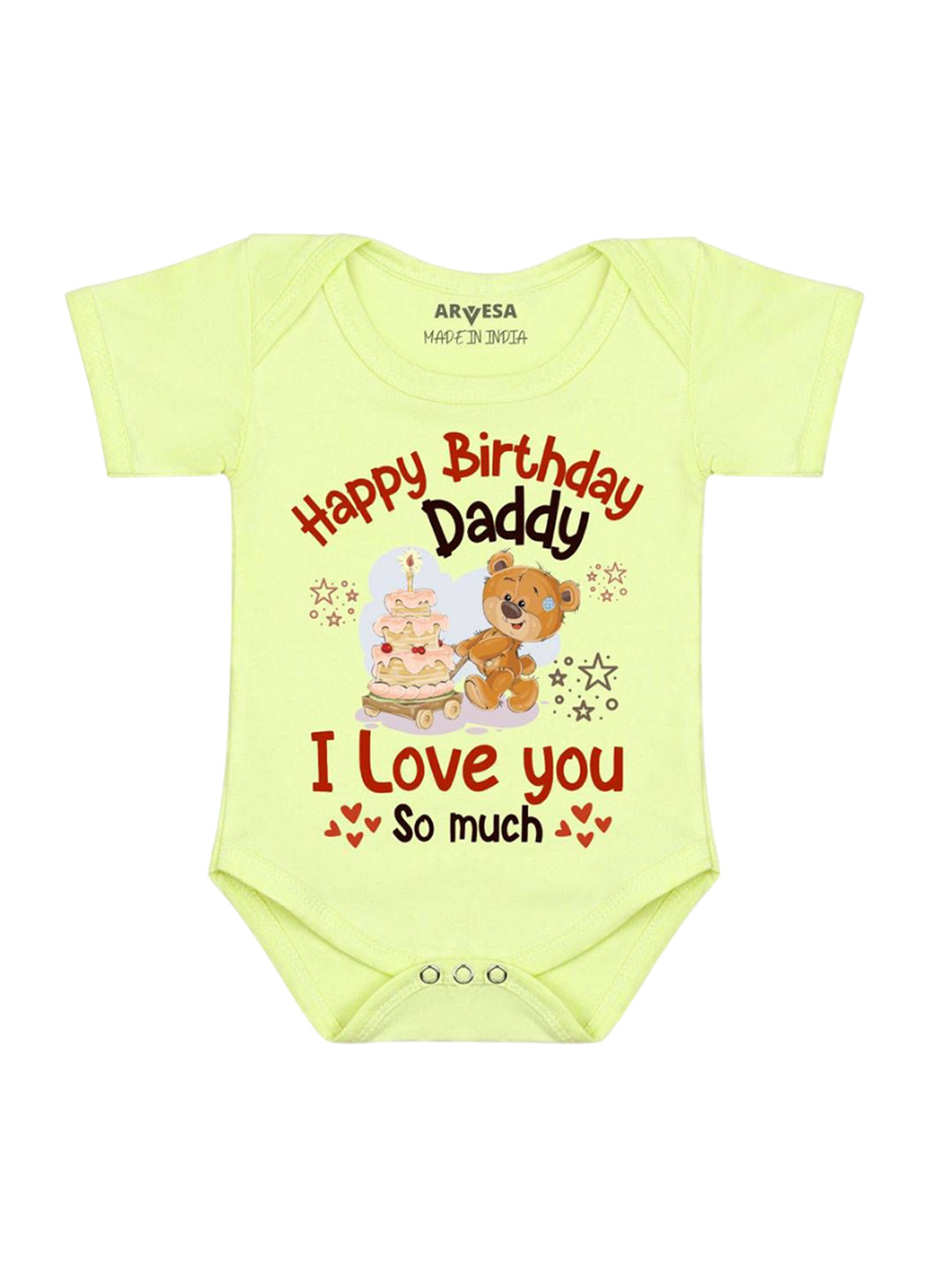 

Arvesa Happy Birthday Daddy. I Love You So Much. Printed Romper, Yellow