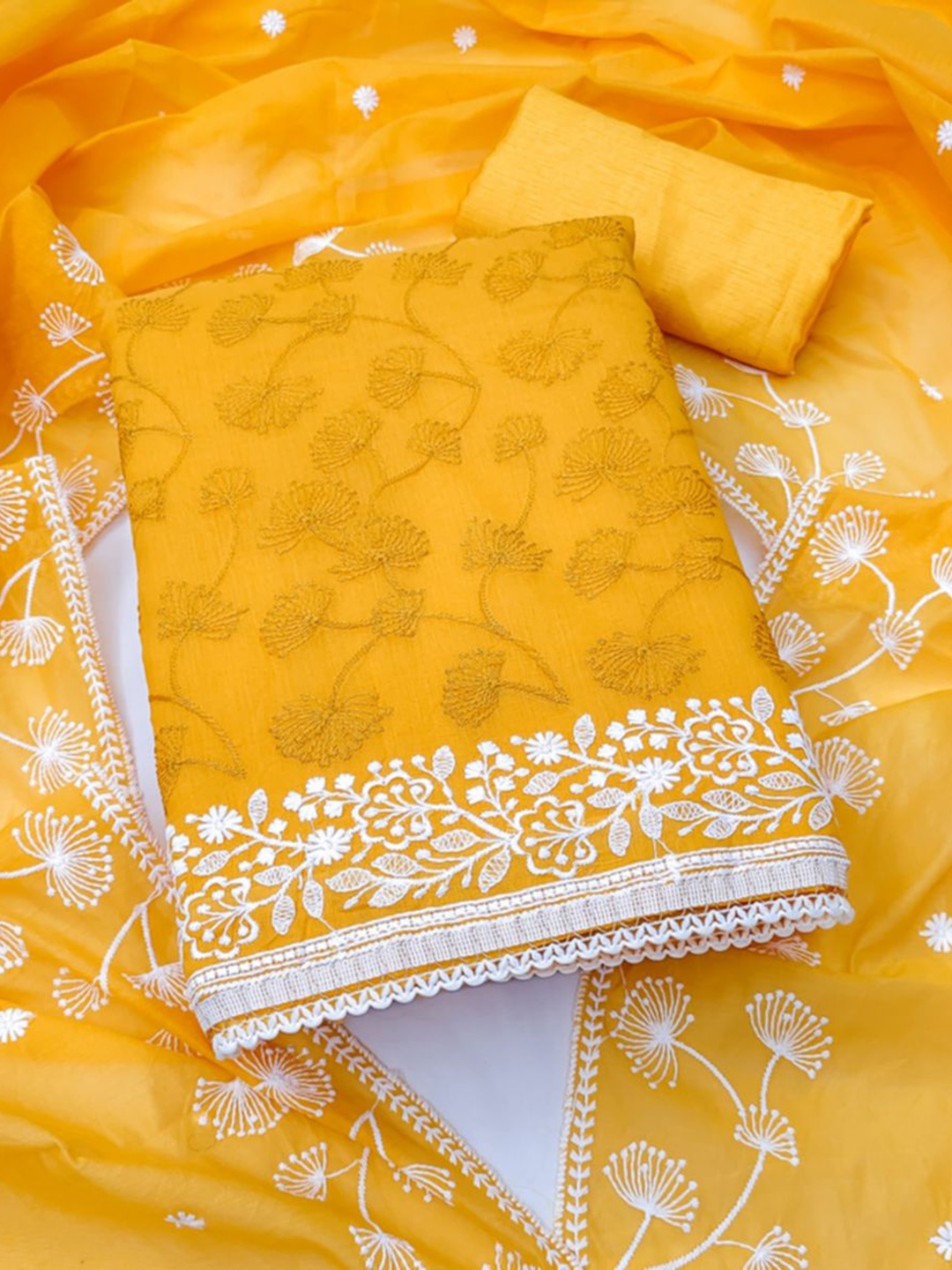 

ZEEPKART Unstitched Dress Material, Gold