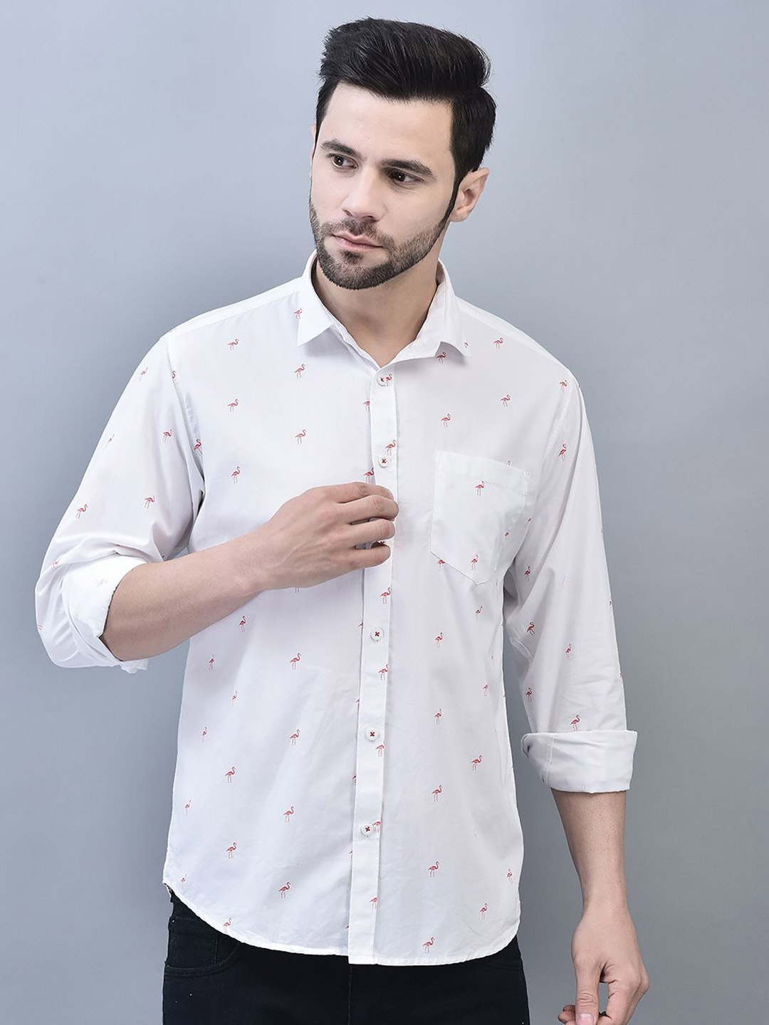 

CODE OF HONOUR Men Comfort Opaque Printed Casual Shirt, Black