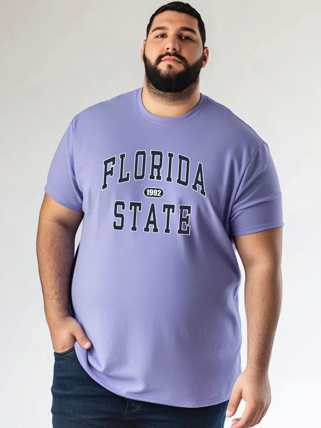 

Toodle Plus Unisex Plus Size Graphic Printed Round Neck Pure Cotton T-Shirt, Blue