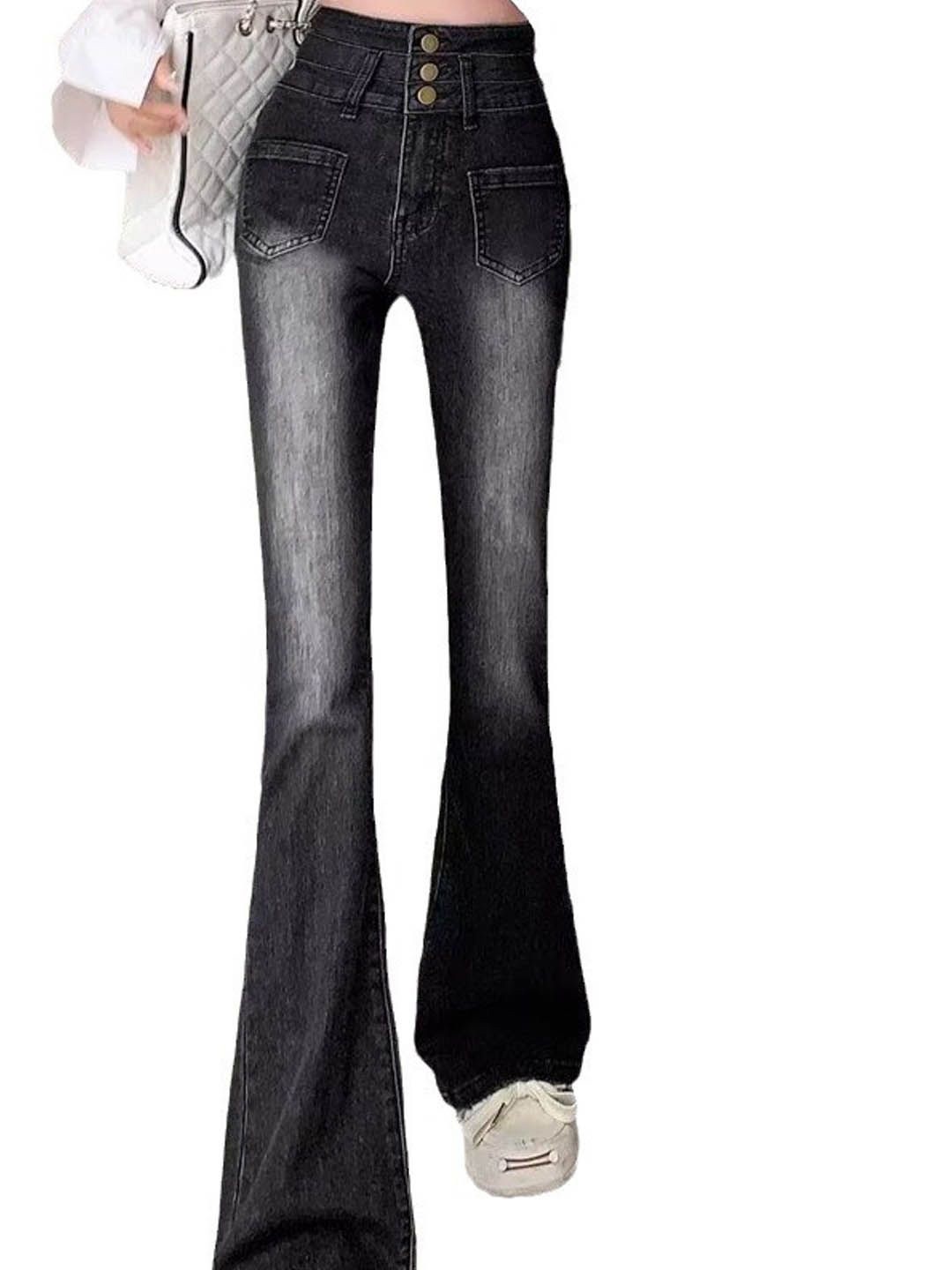 

StyleCast Women Low Distress Heavy Fade Jeans, Black