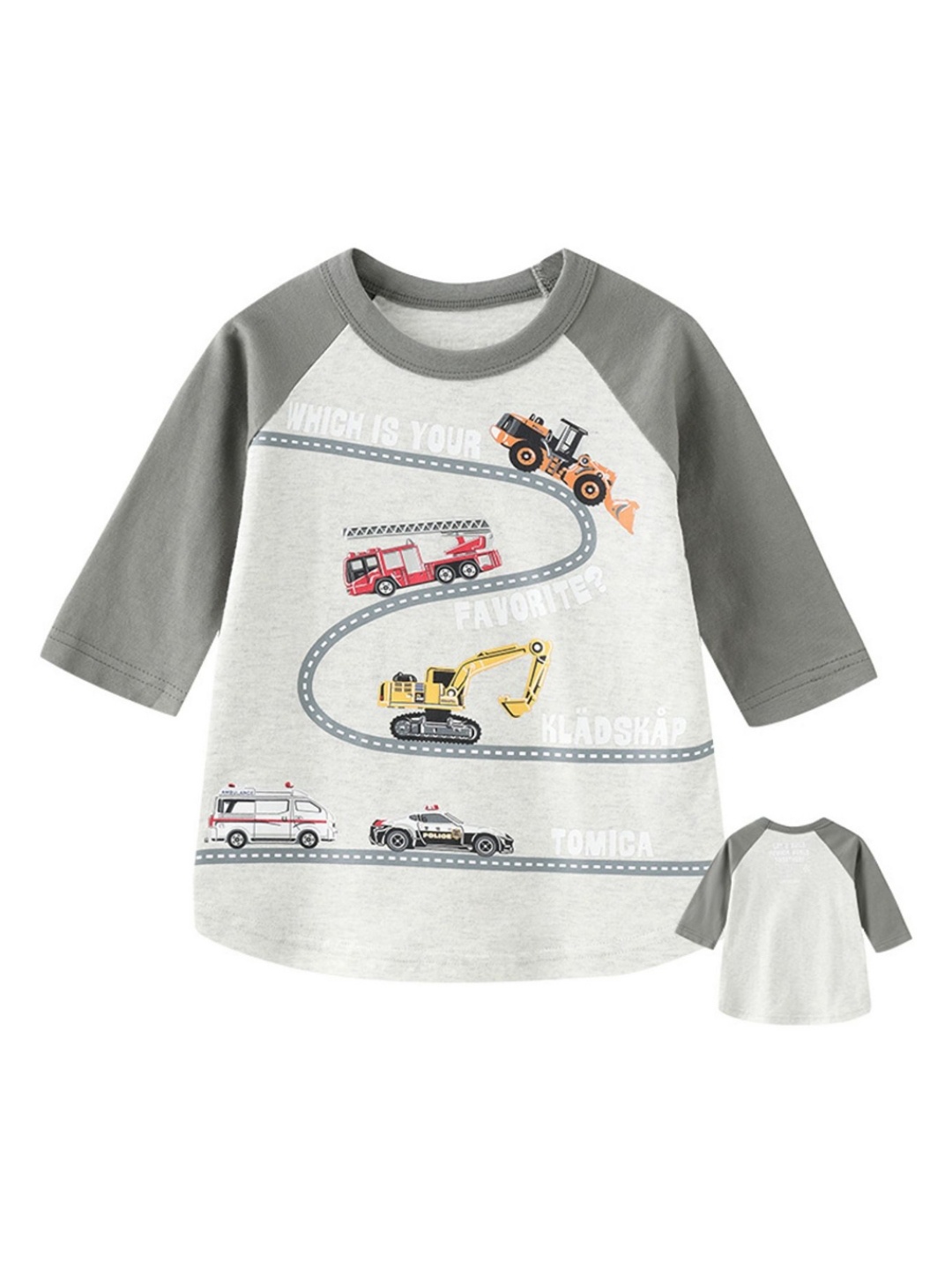 

LULU & SKY Boys Graphic Printed Round Neck Cotton T-shirt, Grey