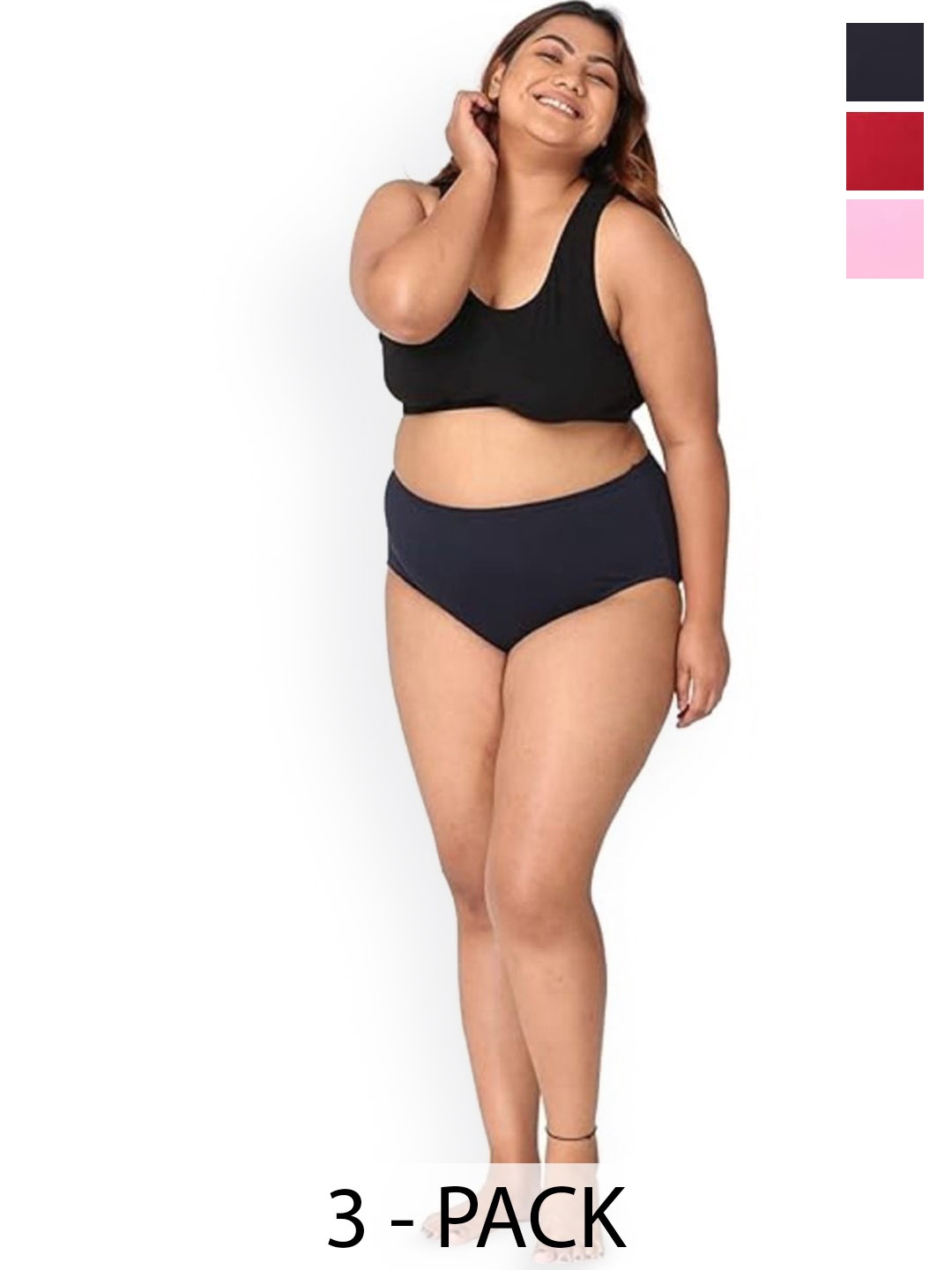 

SHREE GANESH FASHION Pack Of 3 Cotton Bikini Briefs plus-PR-RD-BK-003-XL4, Purple