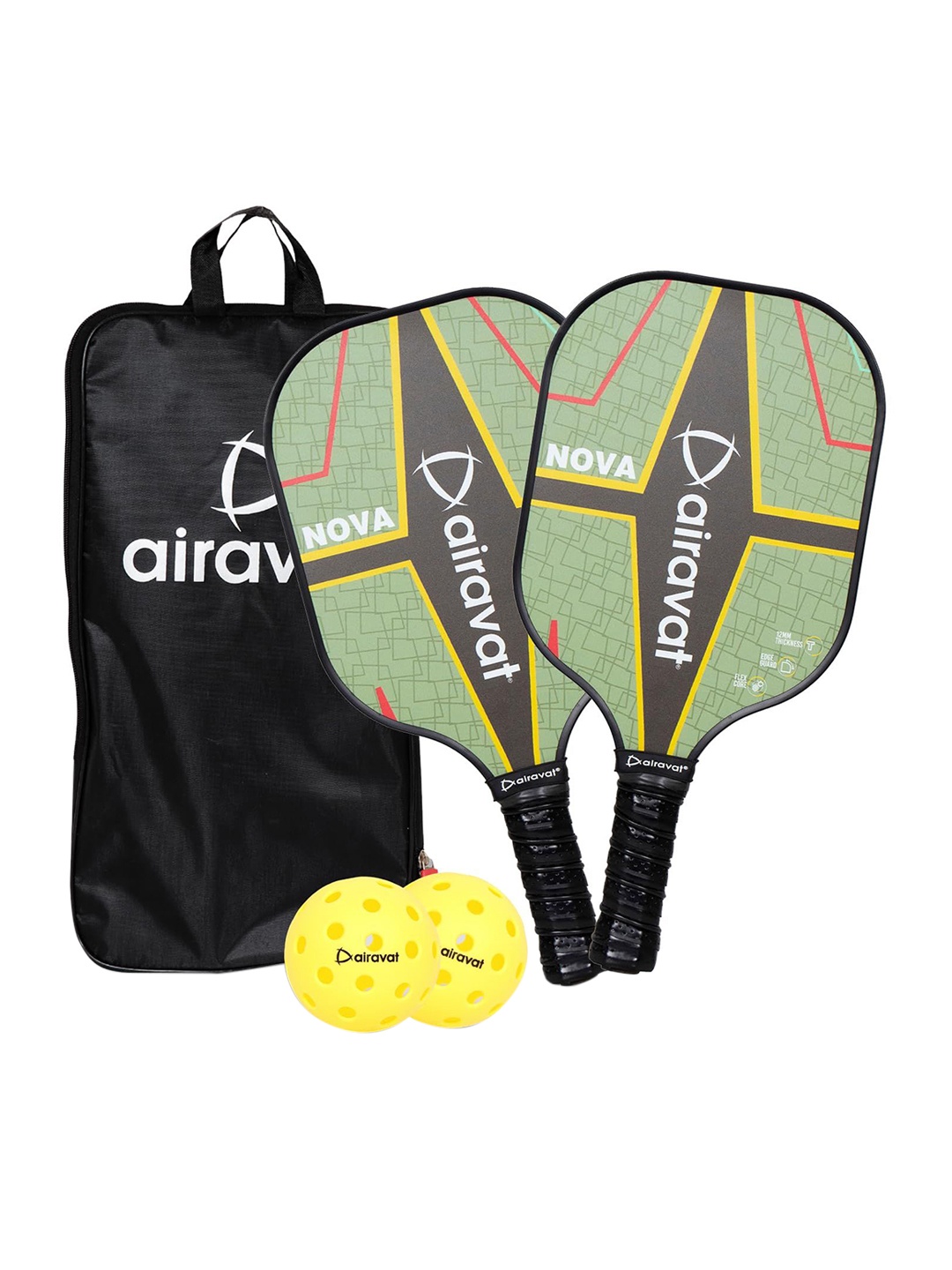 

AIRAVAT 4-Pcs Printed Nova Pickleball Paddle Set, Olive