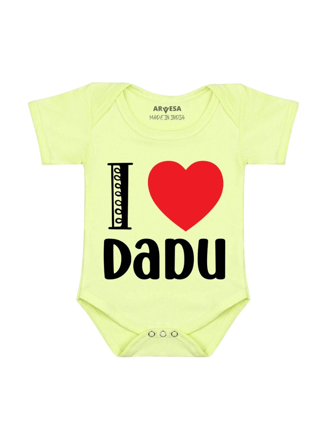 

Arvesa Kids I Love Dadu Printed Romper, Yellow