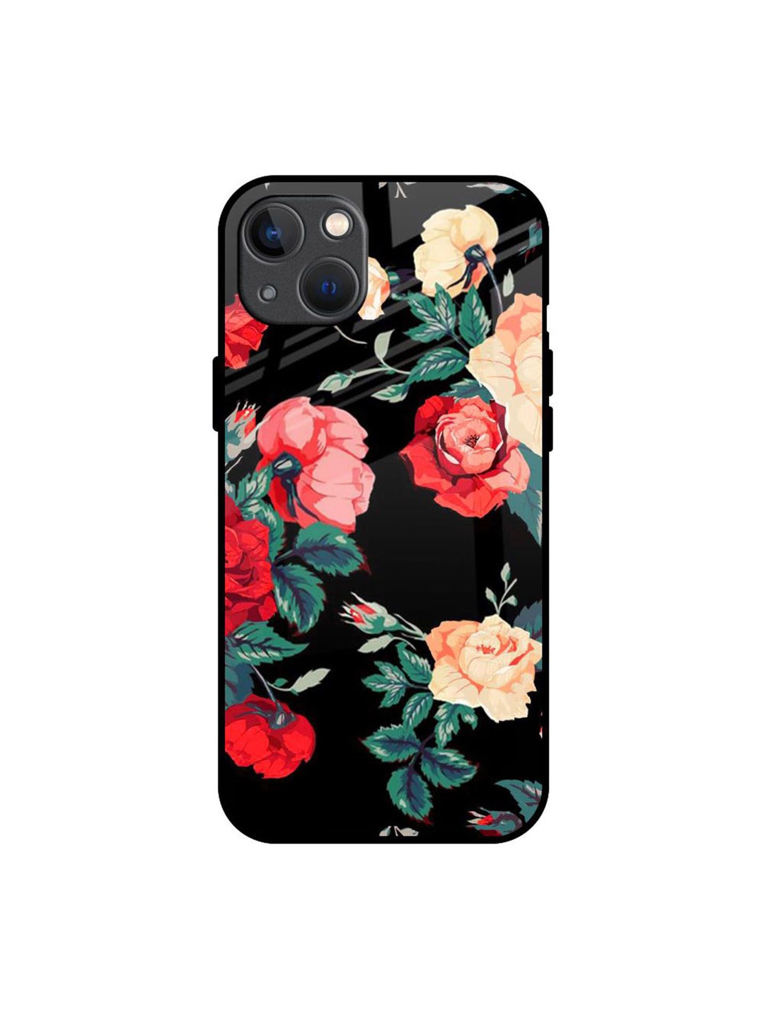 

QRIOH Floral Printed iPhone 13 Mini Back Case Mobile Accessories, Black