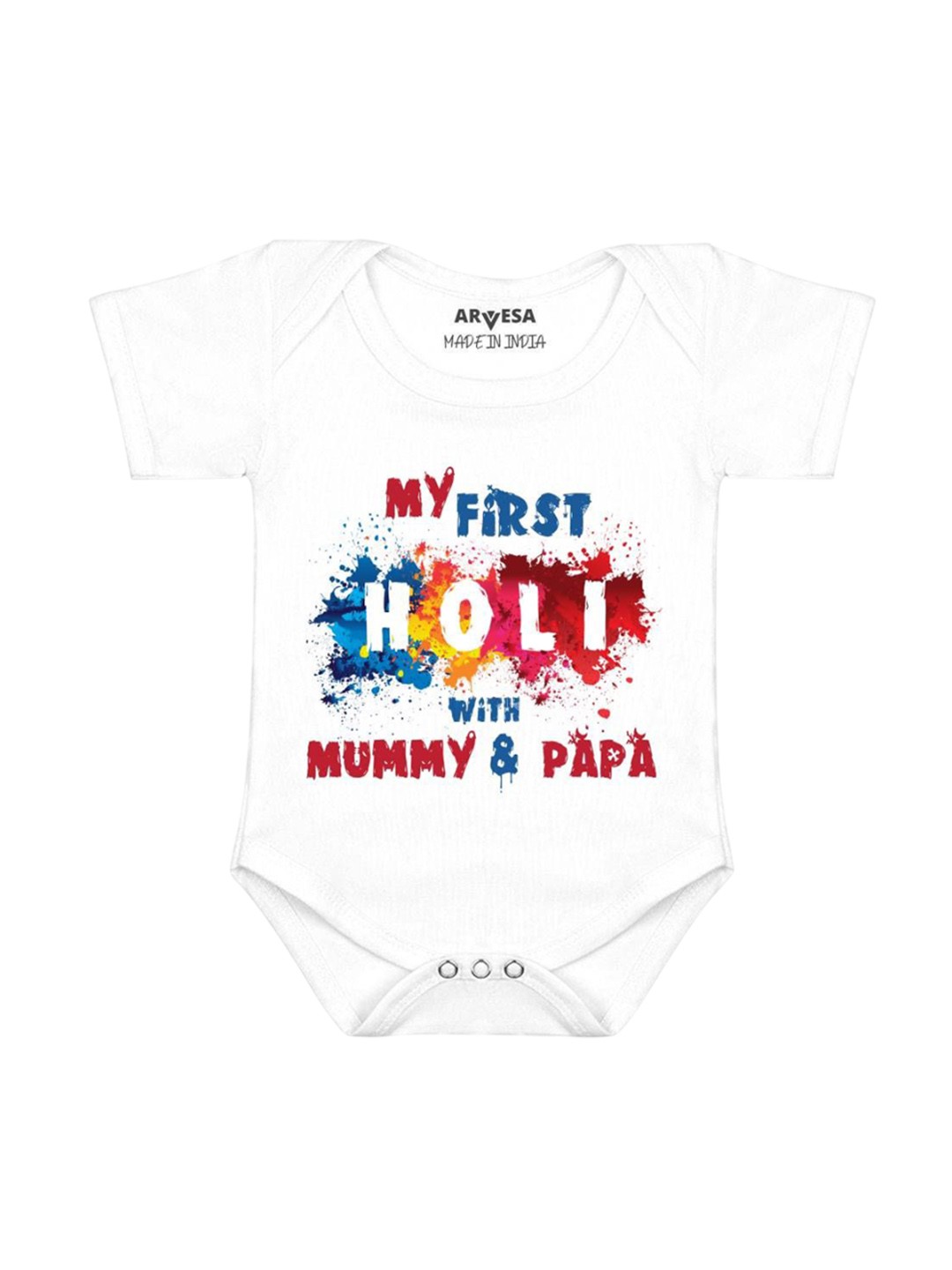

Arvesa Kids Infants My First Holi Printed Romper, White