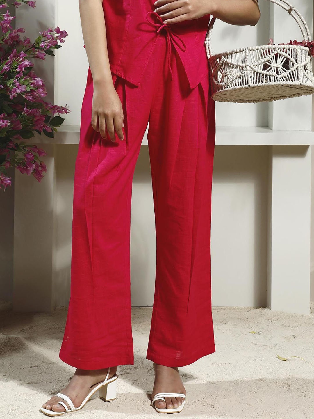 

Boho By Athena Women Relaxed Pleated Trousers, Fuchsia