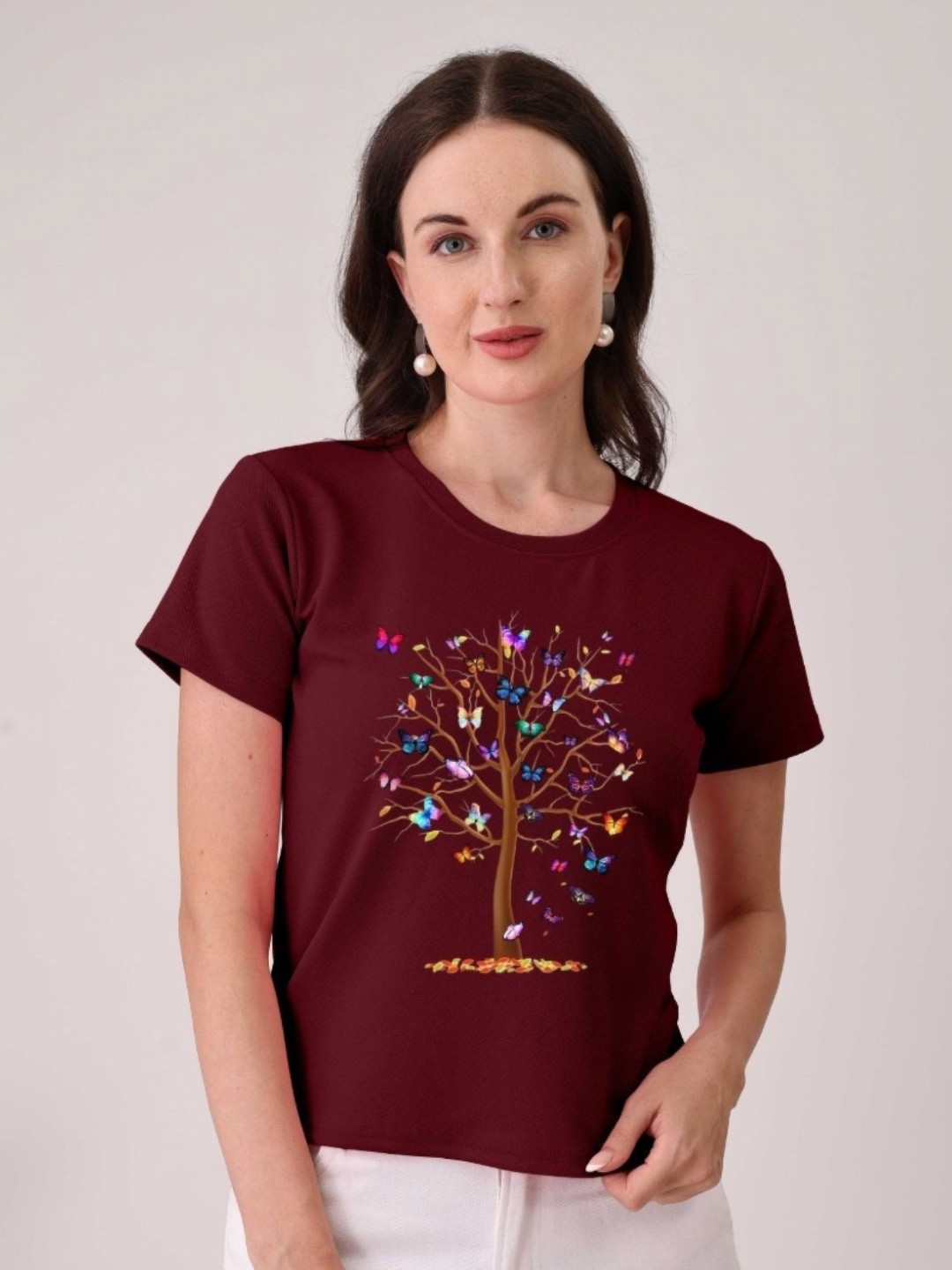 

Moda Rapido Women Printed T-shirt, Maroon