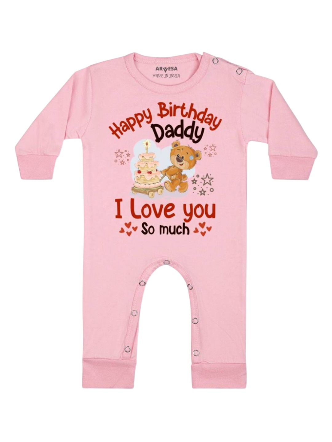 

Arvesa Kids Happy Birthday Daddy. I Love You So Much. Printed Baby Romper, Pink