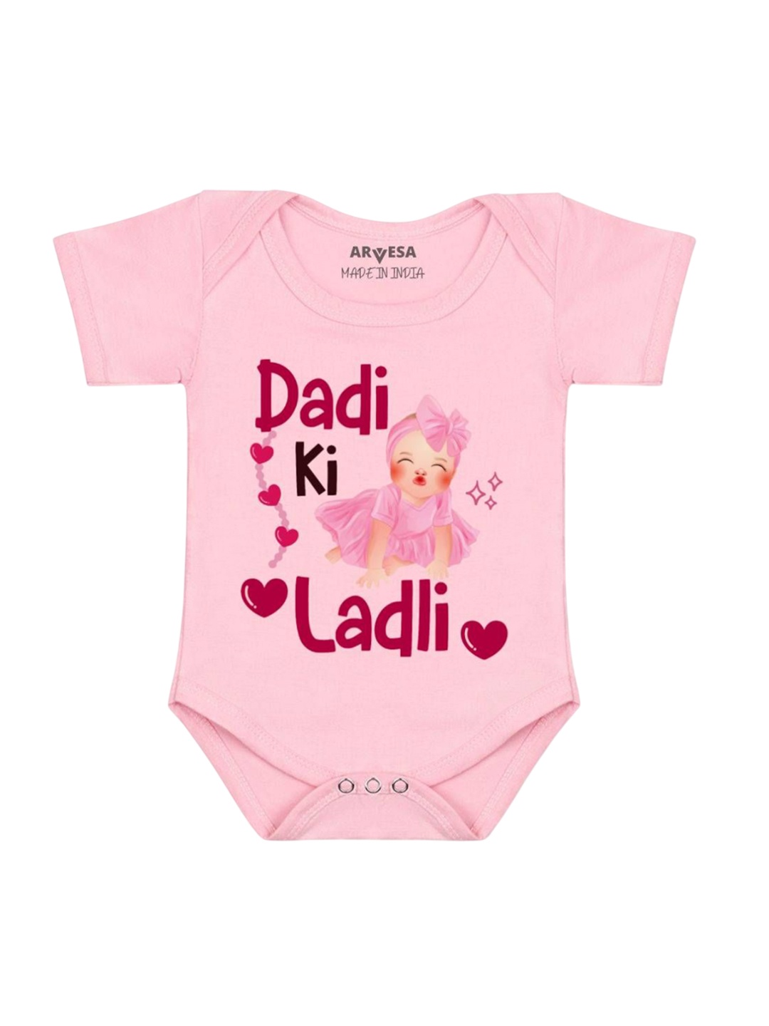 

Arvesa Infants Kids Printed short sleeves Romper, Pink