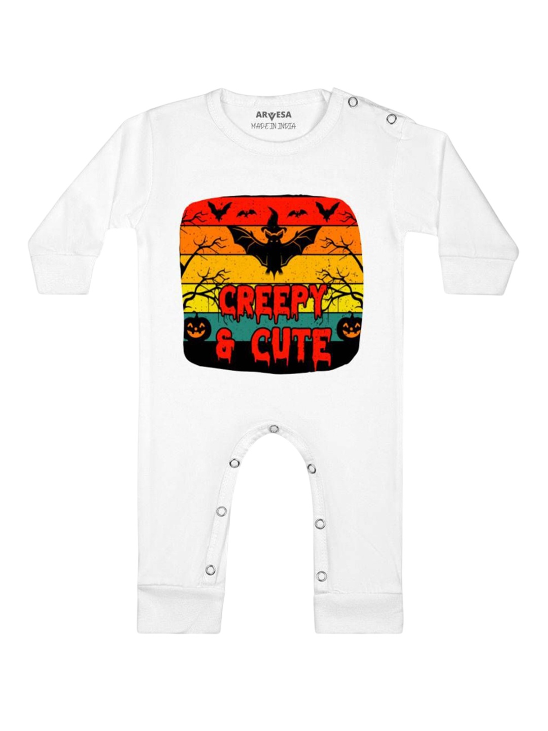 

Arvesa First Halloween Printed Baby Romper, White