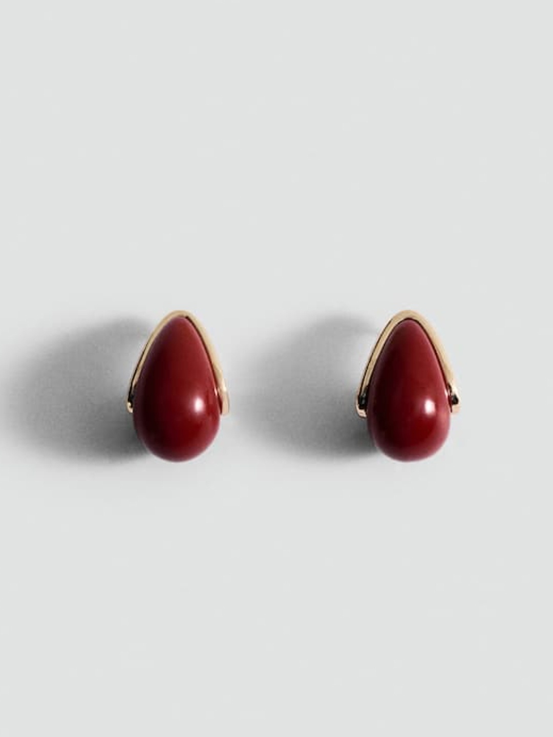 

MANGO Teardrop Shaped Drop Earrings, Maroon