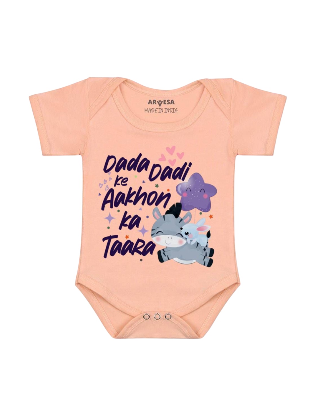 

Arvesa Kids Printed Romper, Peach