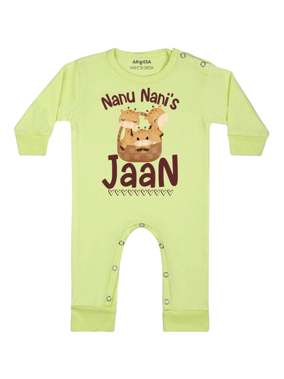 

Arvesa Kids Nanu Nani'S Jaan Printed Baby Romper, Lime green