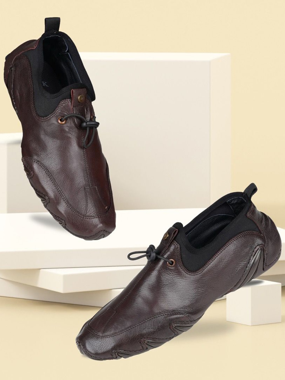 

EZOK Men Leather Loafers, Brown
