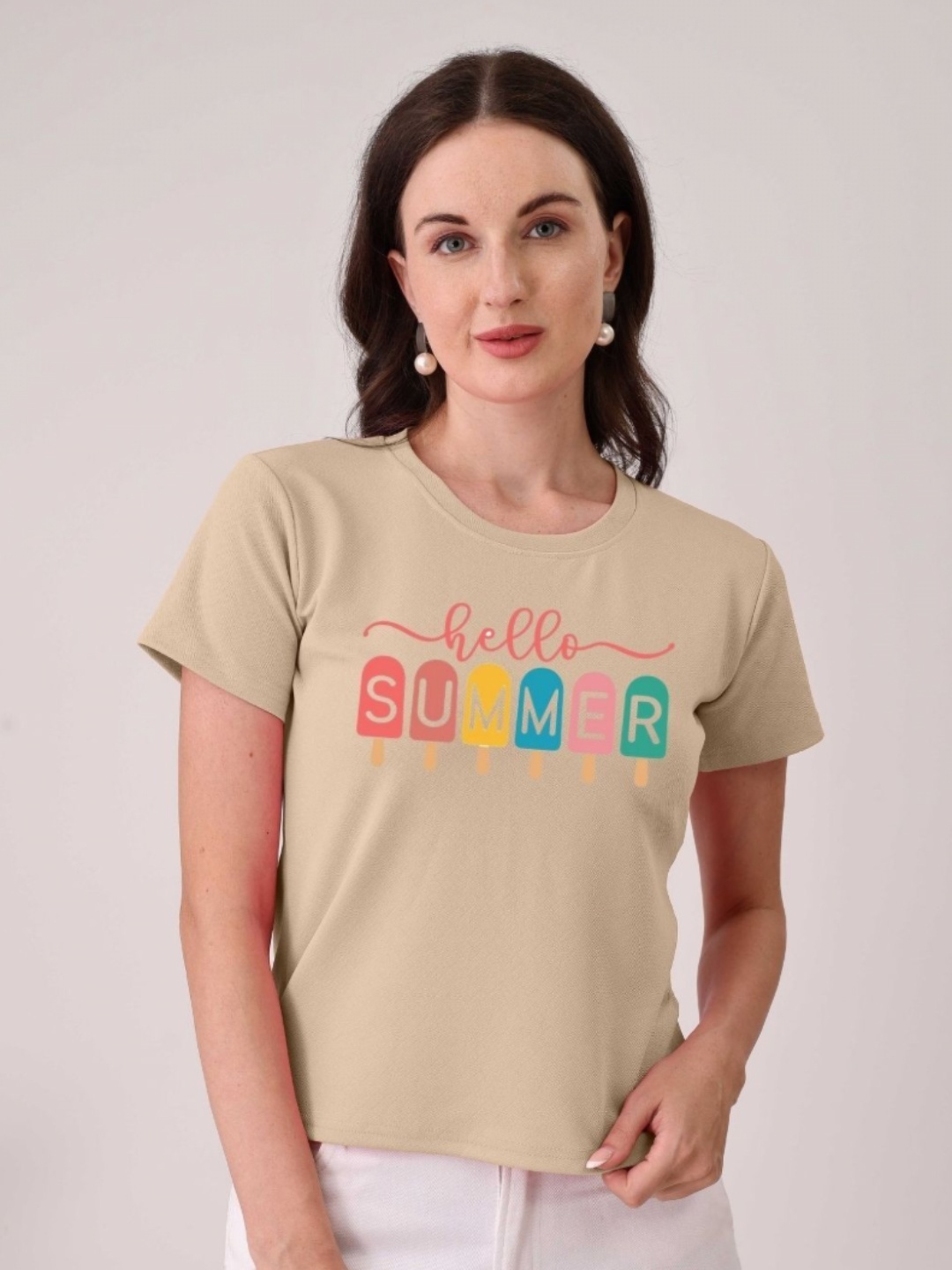 

Moda Rapido Women Printed T-shirt, Cream