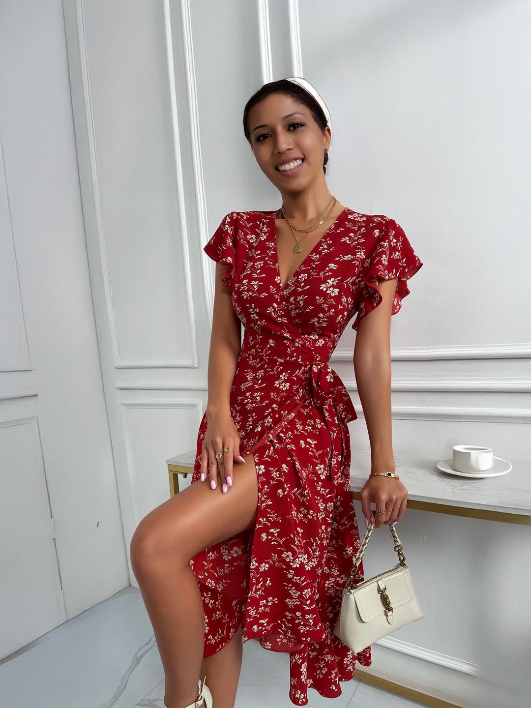 

StyleCast Floral Printed Wrap Dress, Red