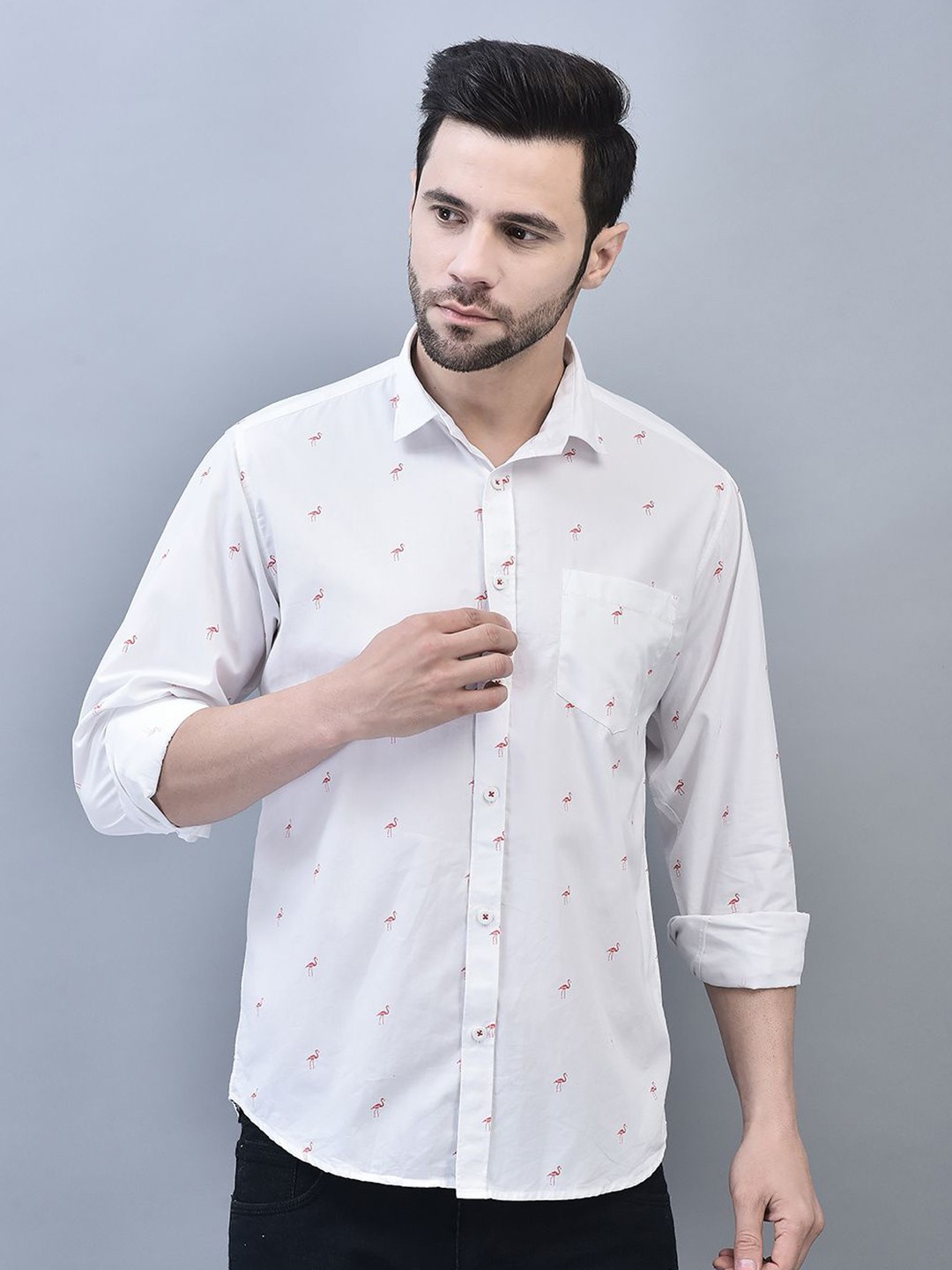 

CODE OF HONOUR Men Comfort Opaque Printed Casual Shirt, Orange