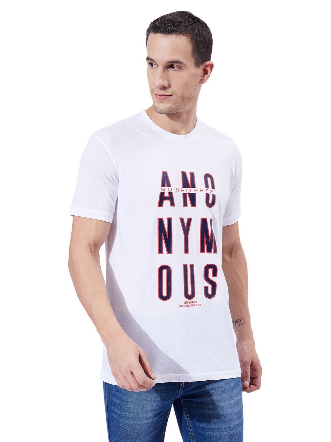 

Ben Martin Men Printed Pockets Slim Fit T-shirt, White