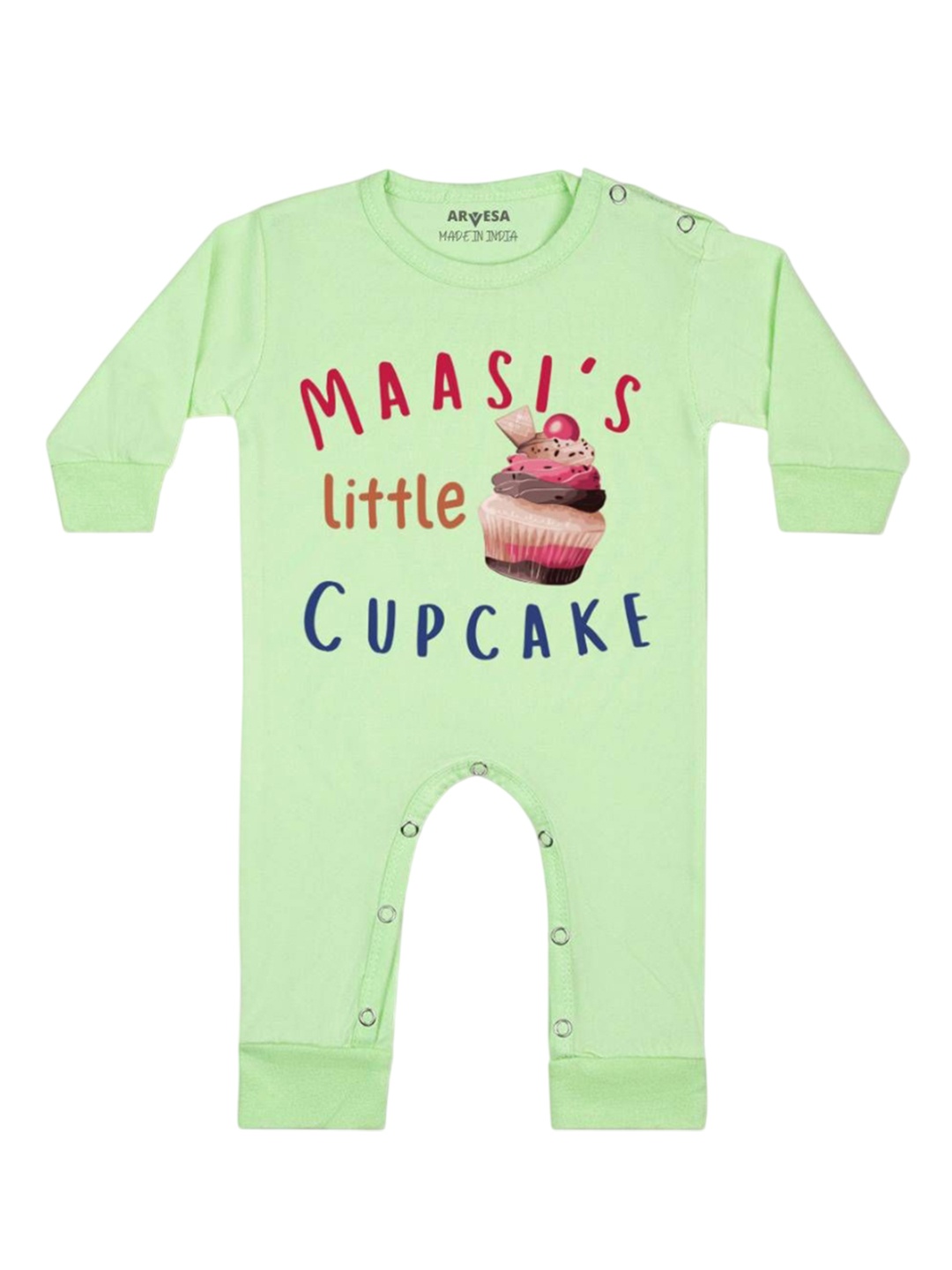 

Arvesa Kids Maasi Little Cupcake Printed Baby Romper, Green