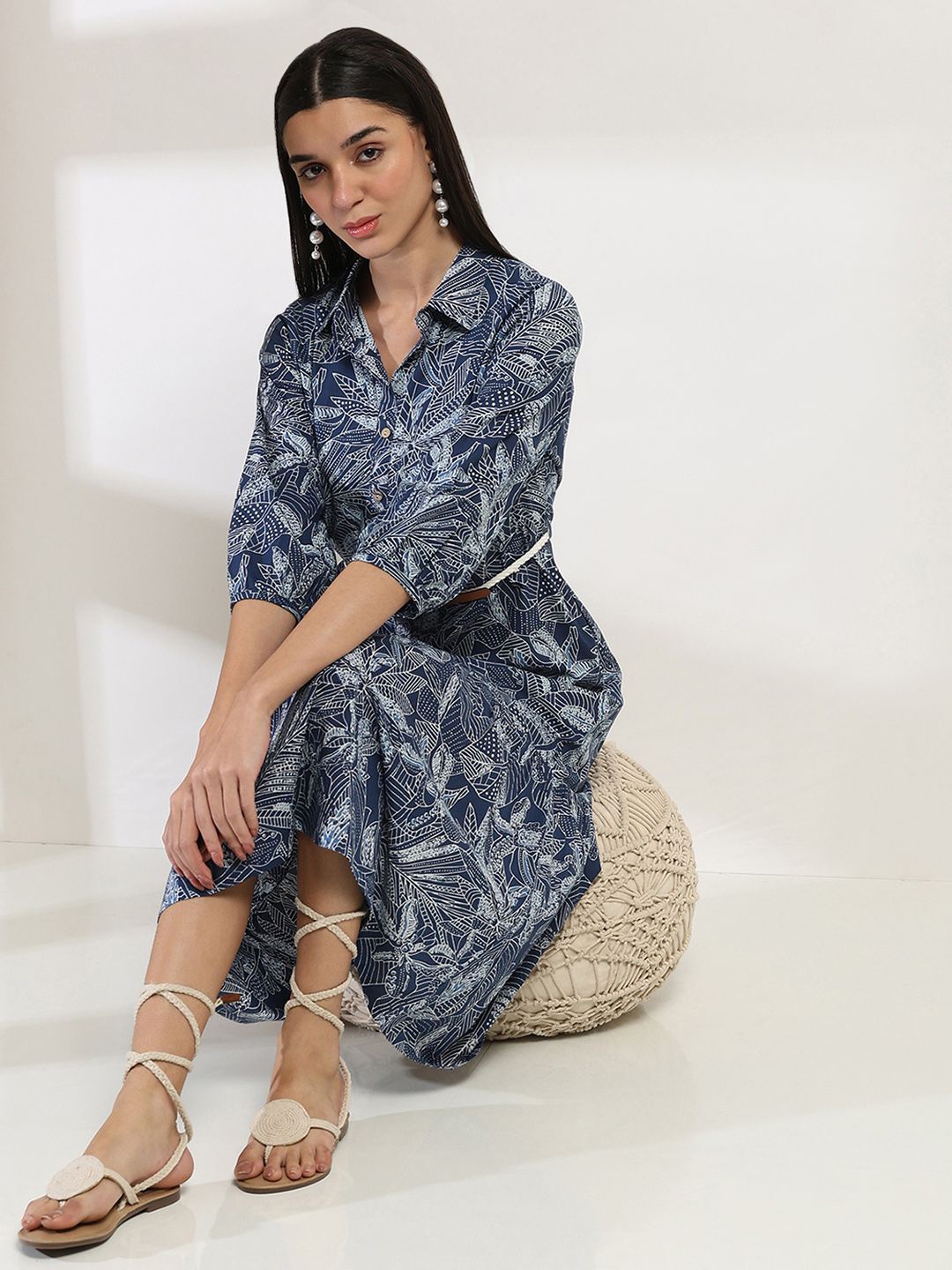 

Rangriti Print Shirt Dress, Blue