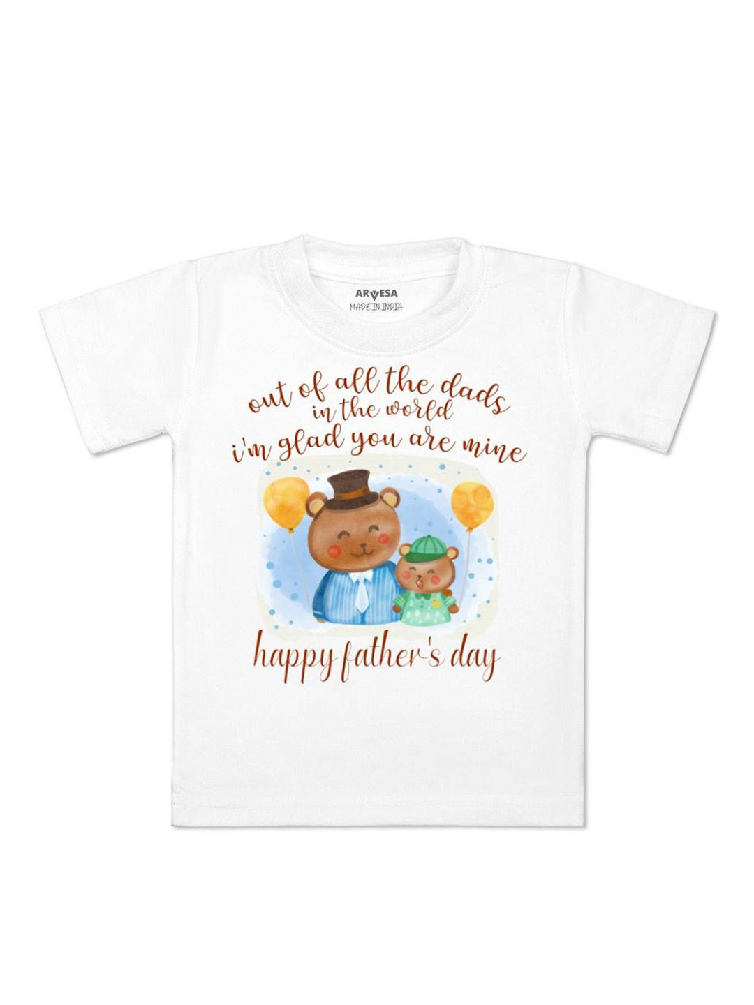 

Arvesa Happy Father Days Printed Kids Unisex T-shirt, White