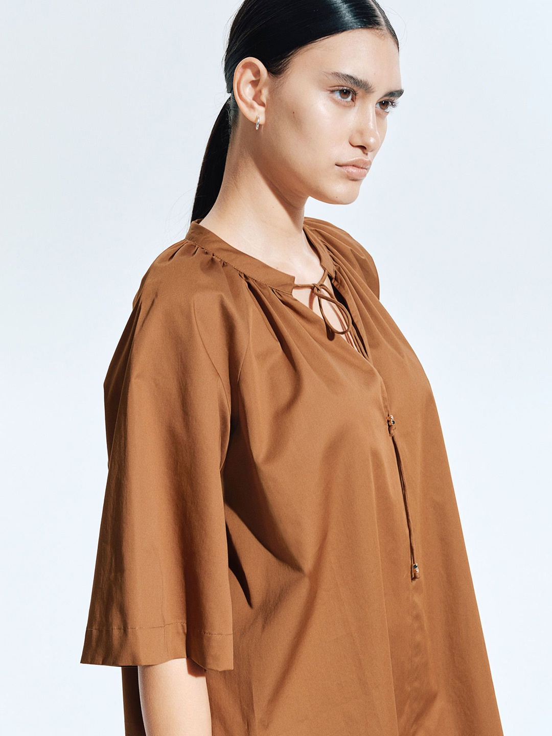 

H&M A-Line Cotton Dress, Brown