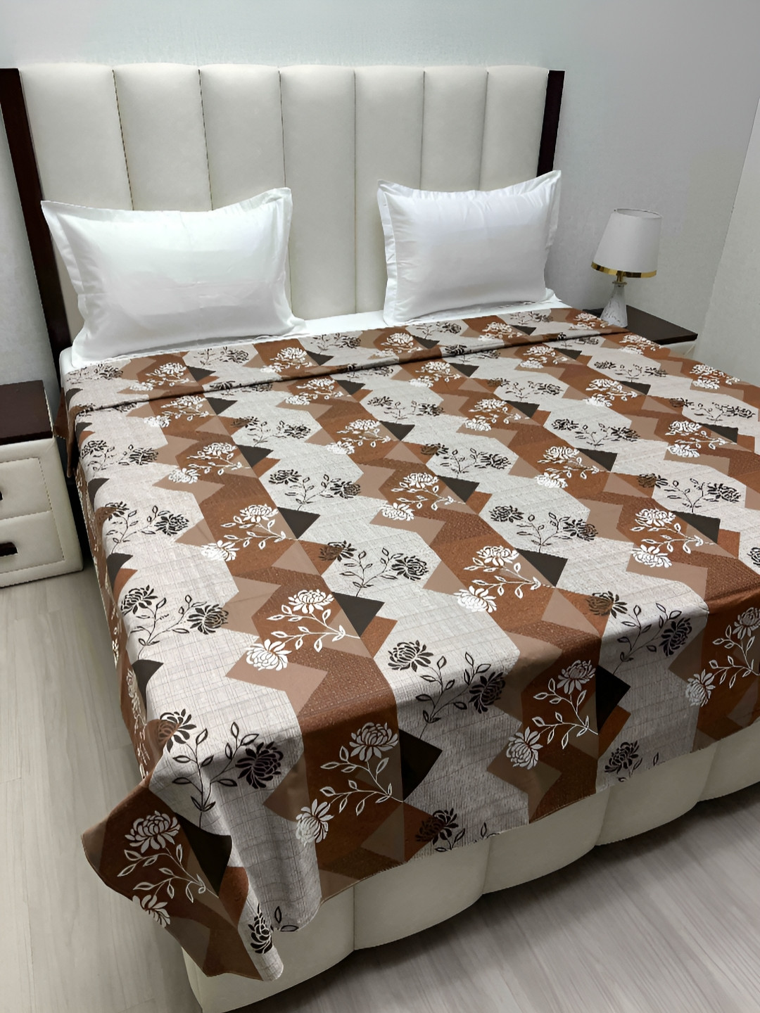 

Pure Decor Brown & Grey Printed Pure Cotton 260 TC King Size Duvet Cover