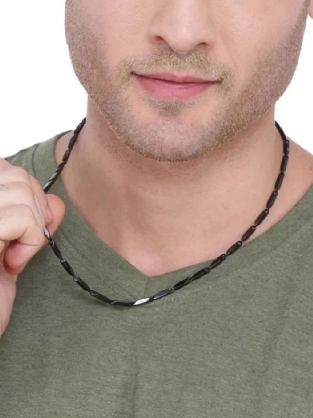 

Crazy Fashion Unisex Stainless Steel Rhodium-Plated Rice Chain, Black
