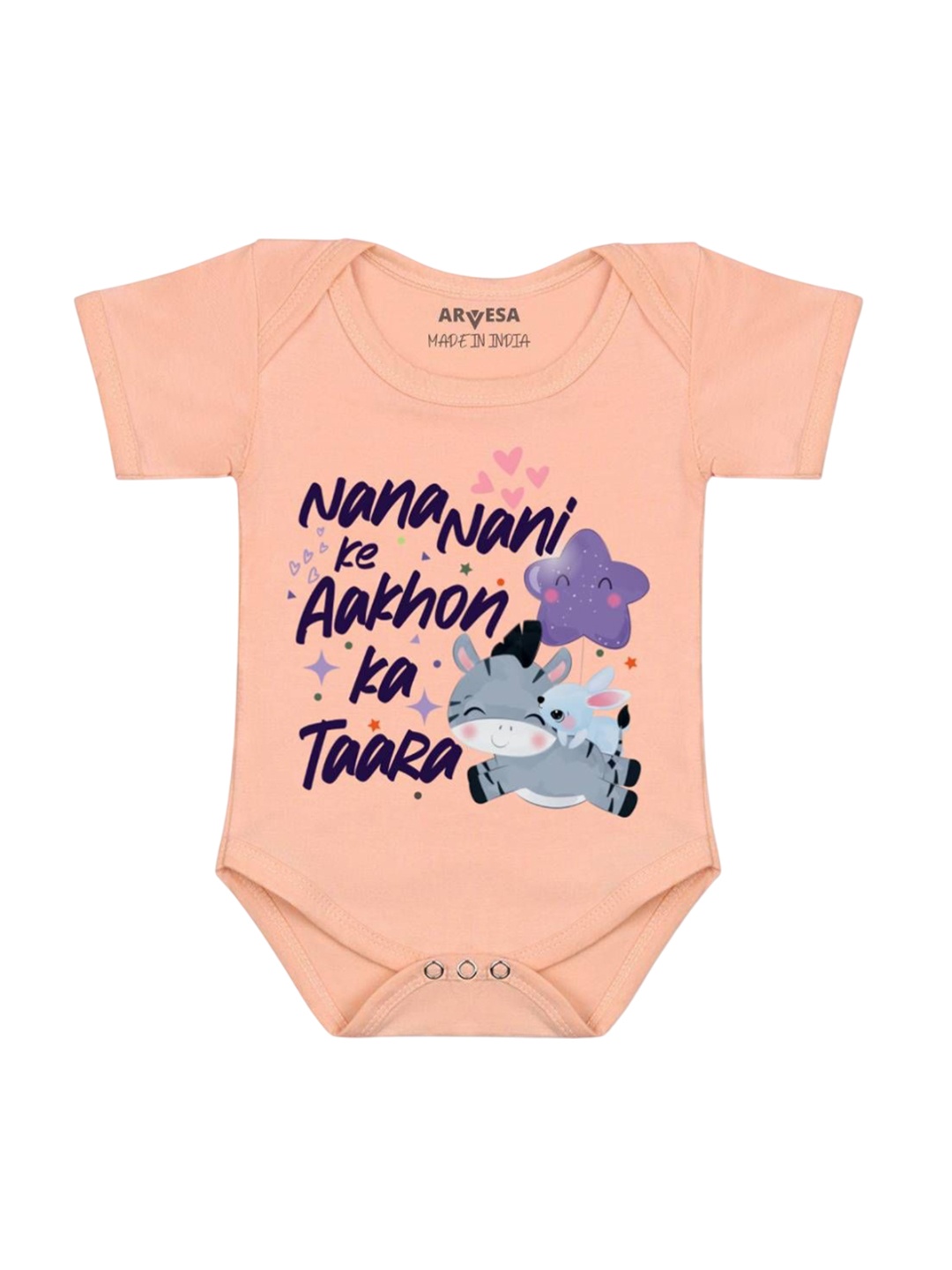 

Arvesa Infants Printed Envelope Neck Romper, Peach