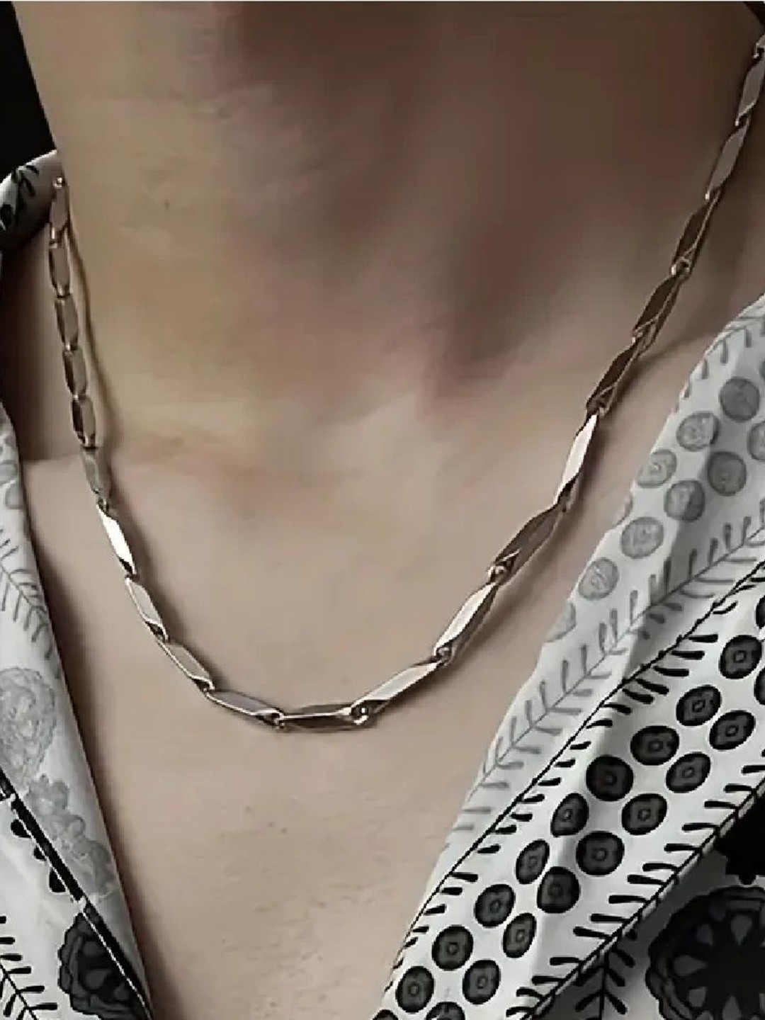 

Crazy Fashion Unisex Stainless Steel Silver-Plated Rice Chain