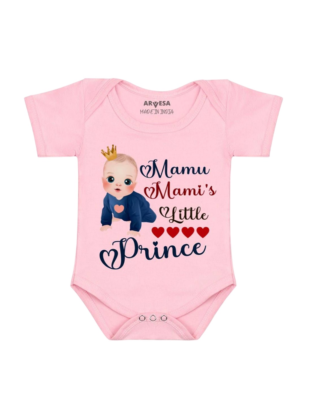 

Arvesa Mamu Mami'S Little Prince Printed Romper, Pink