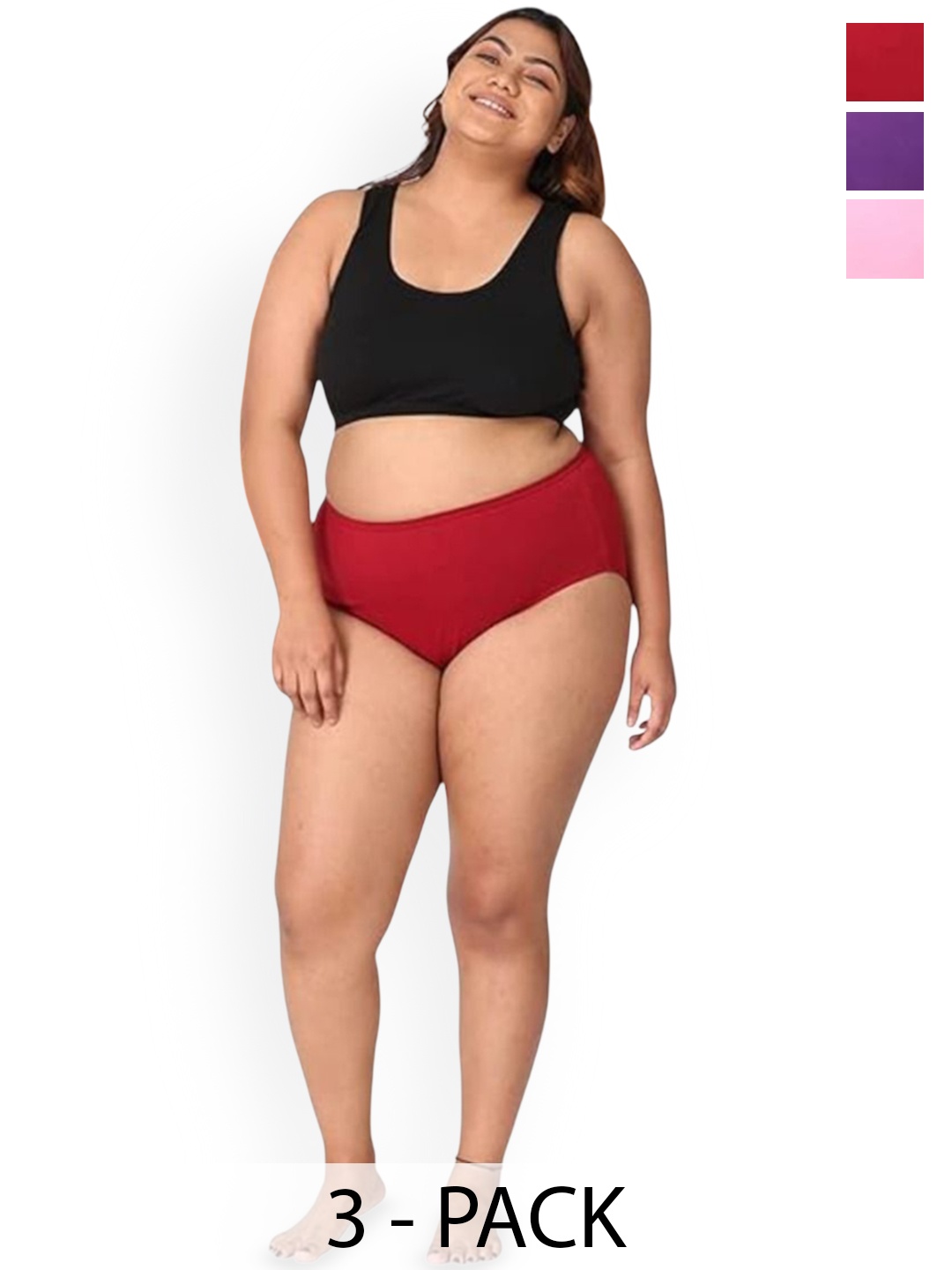

SHREE GANESH FASHION Pack Of 3 Cotton Bikini Briefs plus-LP-MR-PR-003-XL3, Pink