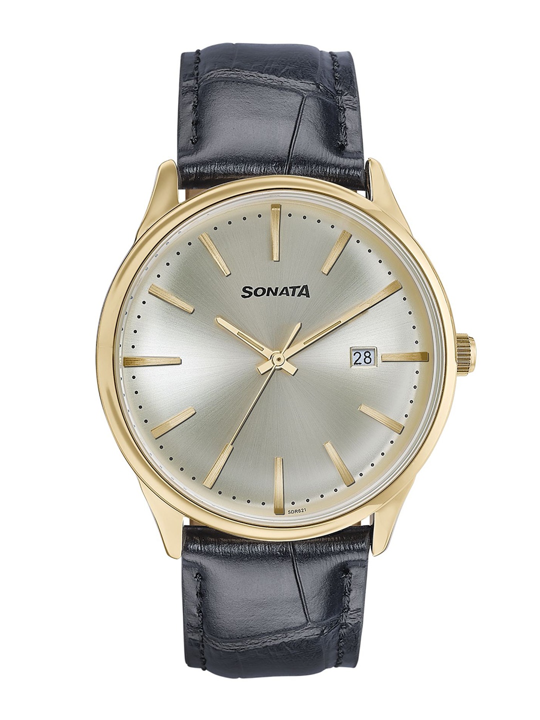 

Sonata Men Dial & Leather Straps Analogue Watch, Gold