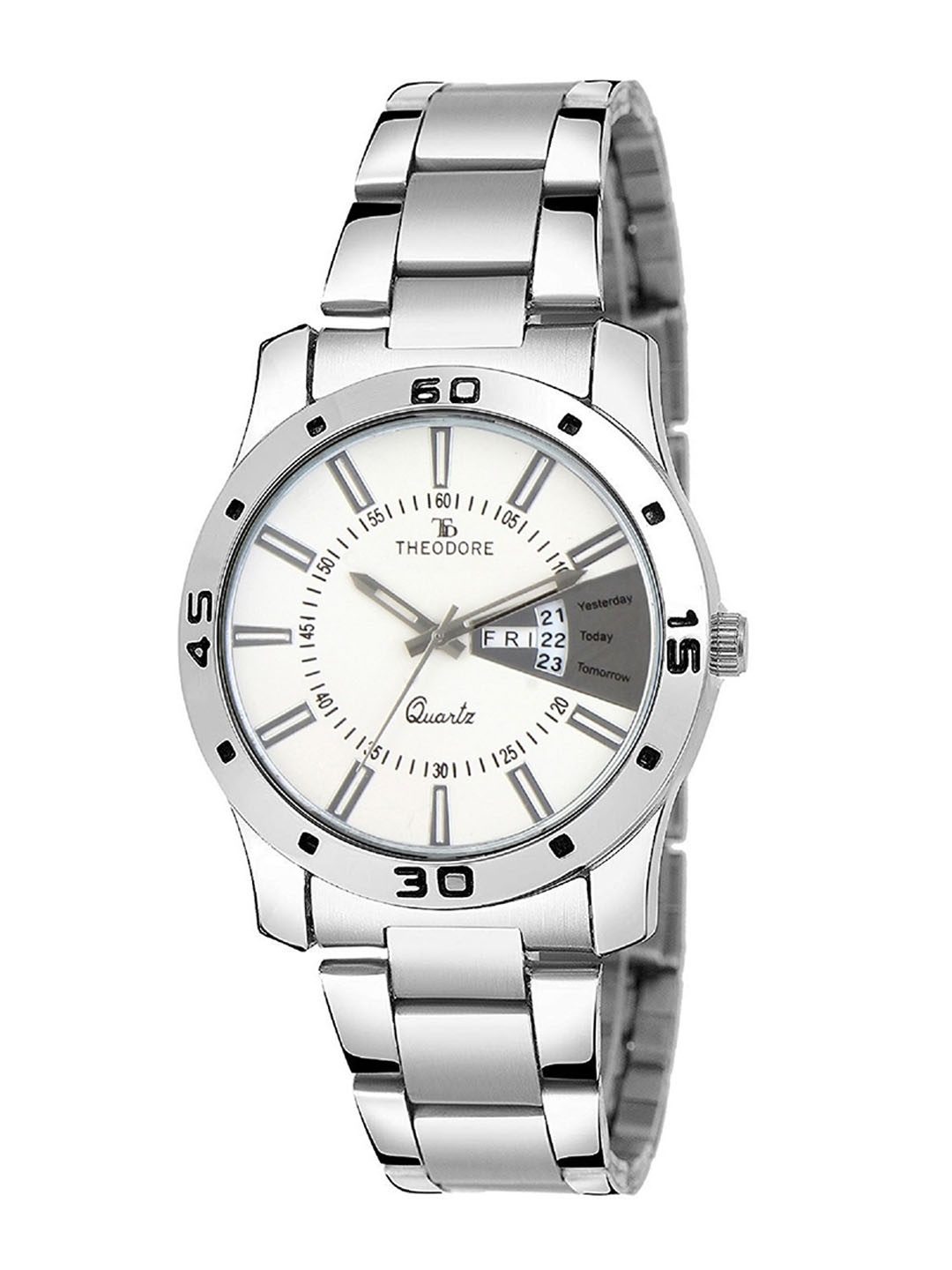 

THEODORE Women Dial & Bracelet Style Straps Analogue Date and Day Watch TD16195, White