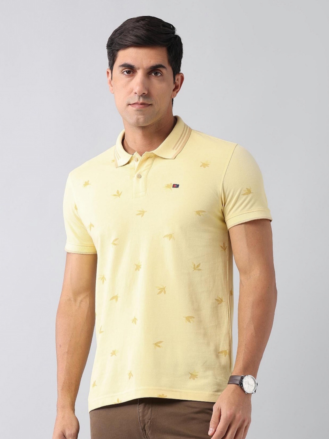

AD By Arvind Men Printed Polo Collar Pockets Slim Fit T-shirt, White