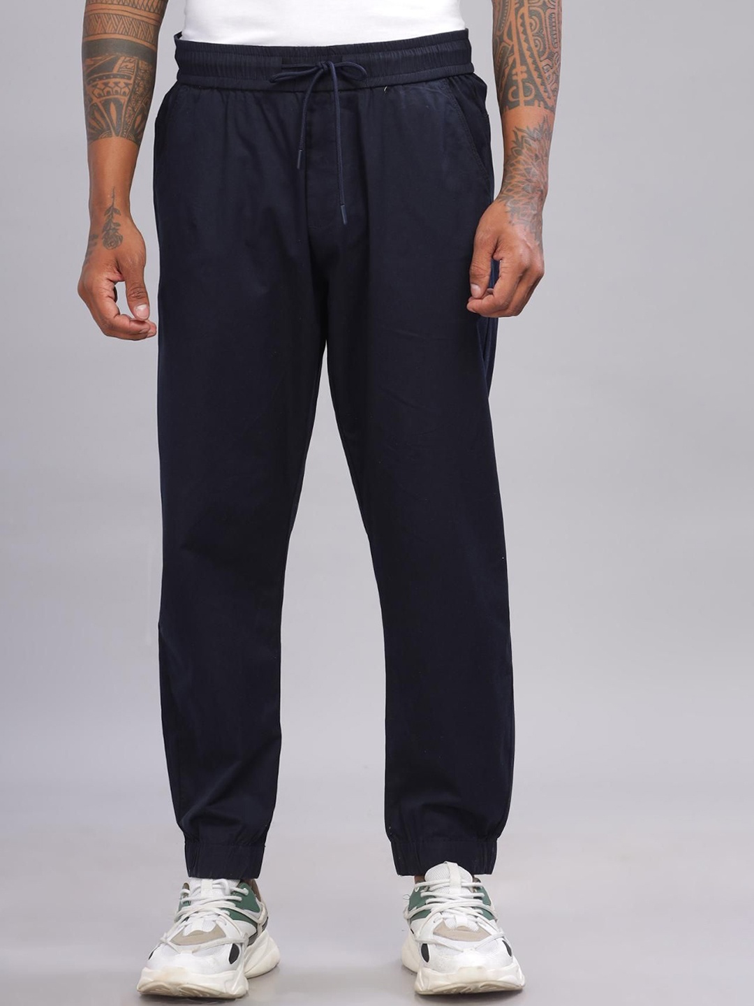 

COLOR HUNT Men Comfort Easy Wash Joggers Trousers, Navy blue