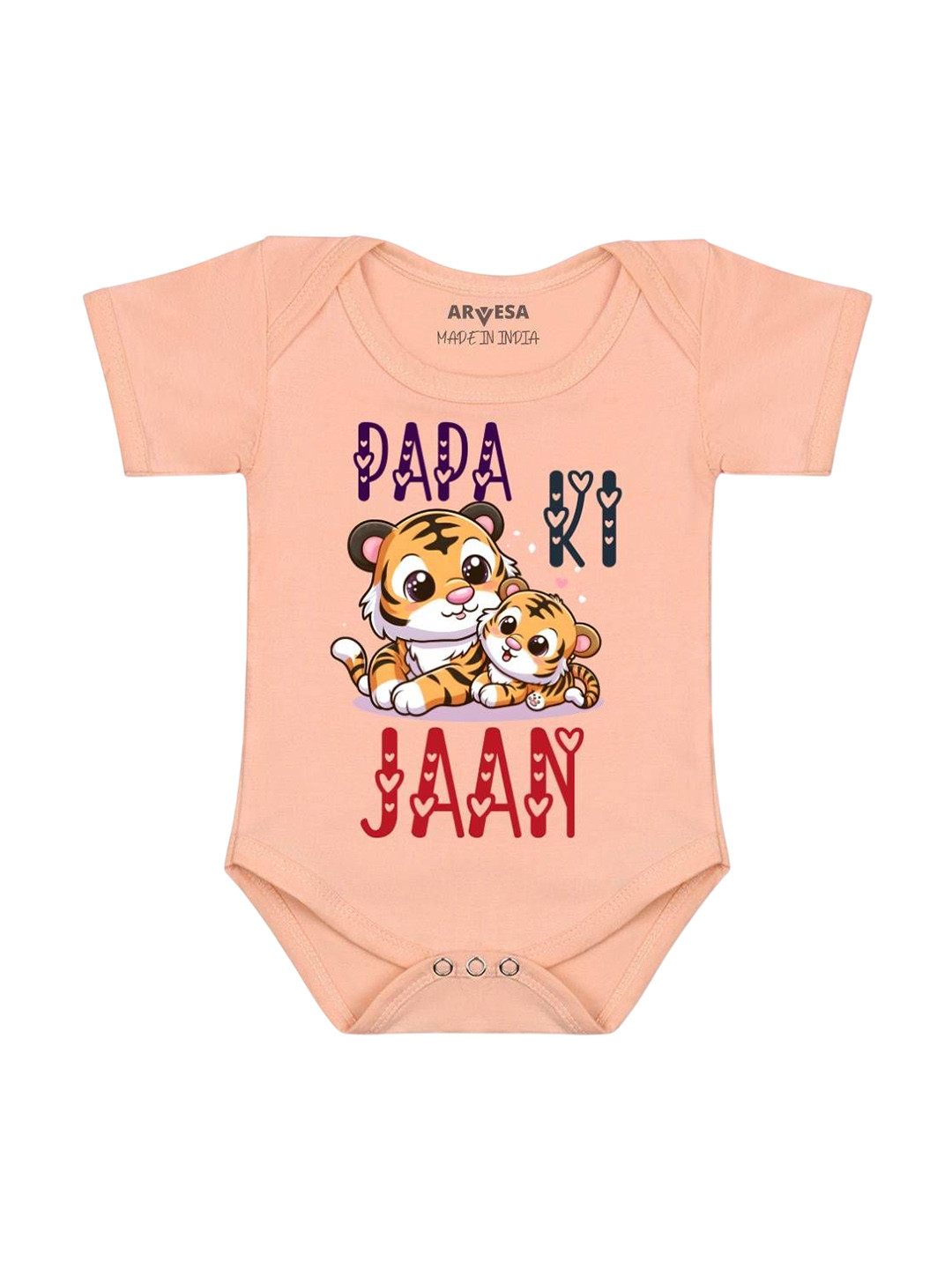 

Arvesa Kids Papa Ki Jaan Printed Romper, Peach