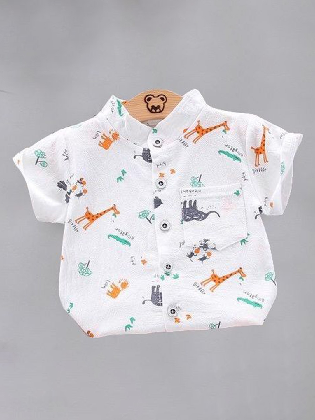 

DANGAR Unisex Kids Premium Opaque Printed Casual Shirt, White